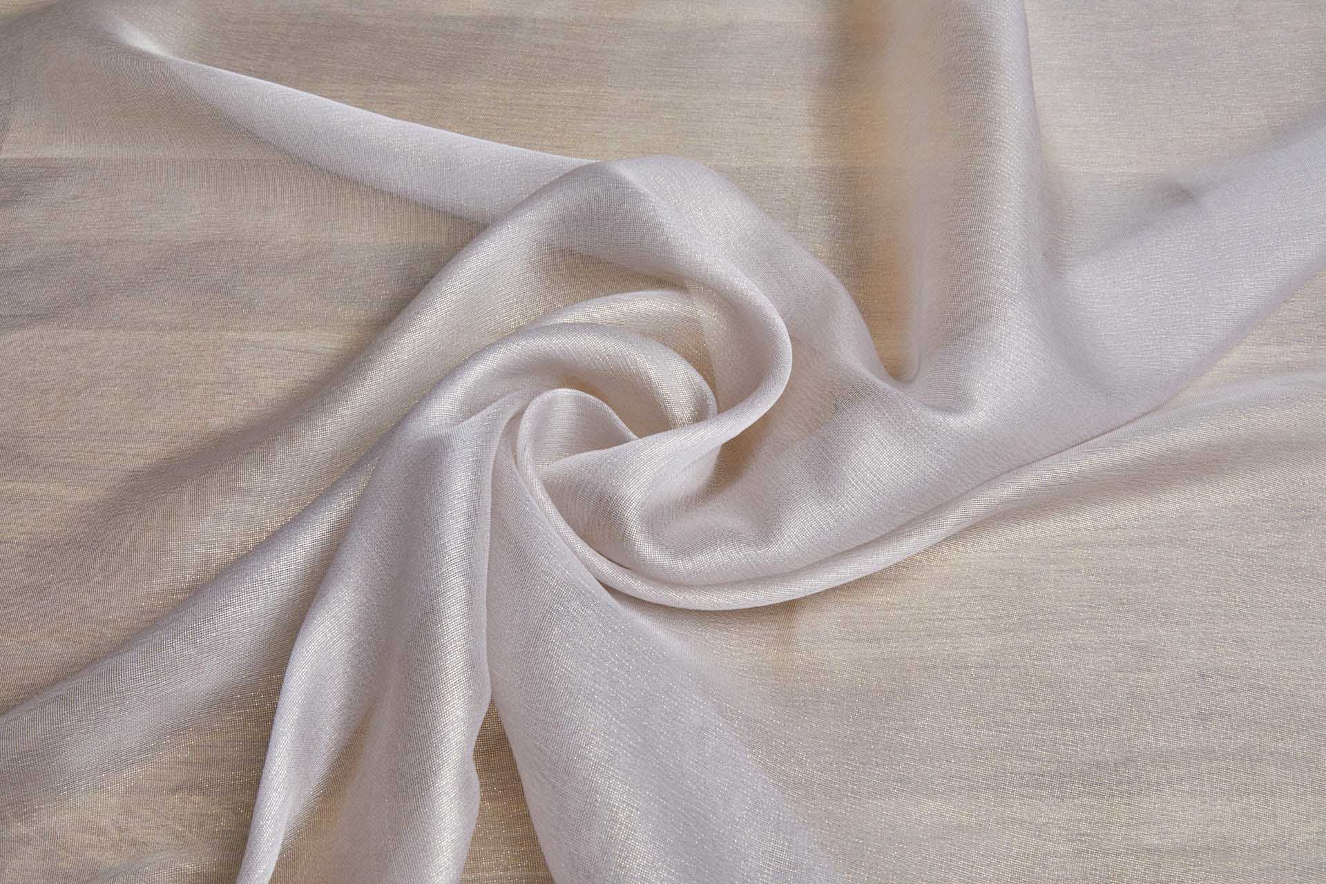 Pearl Grey Textured Soft Organza with Gold Foil fabric