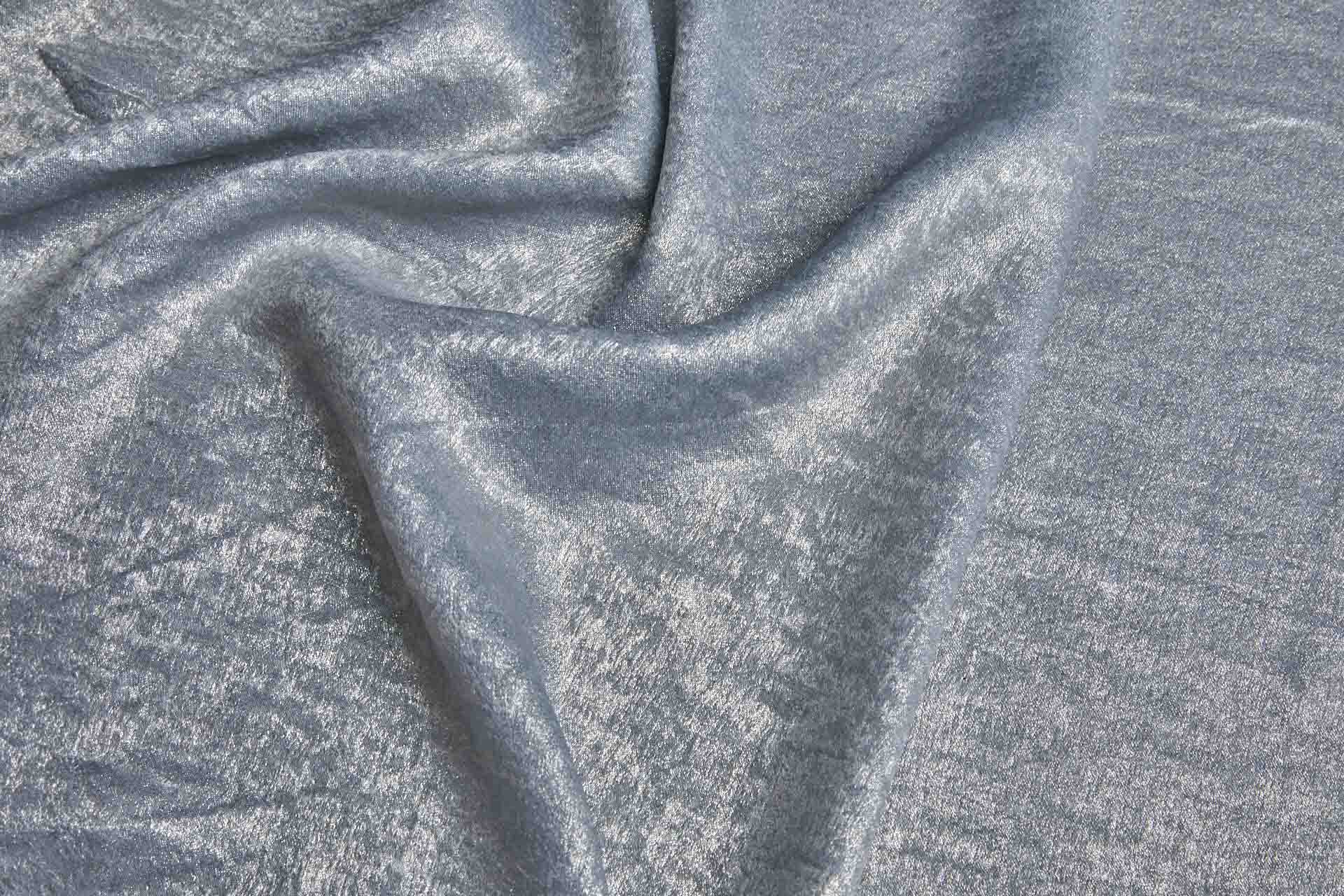 Foil Printed Polyester Satin in Pale Dusty Blue fabric, image 2 of 7