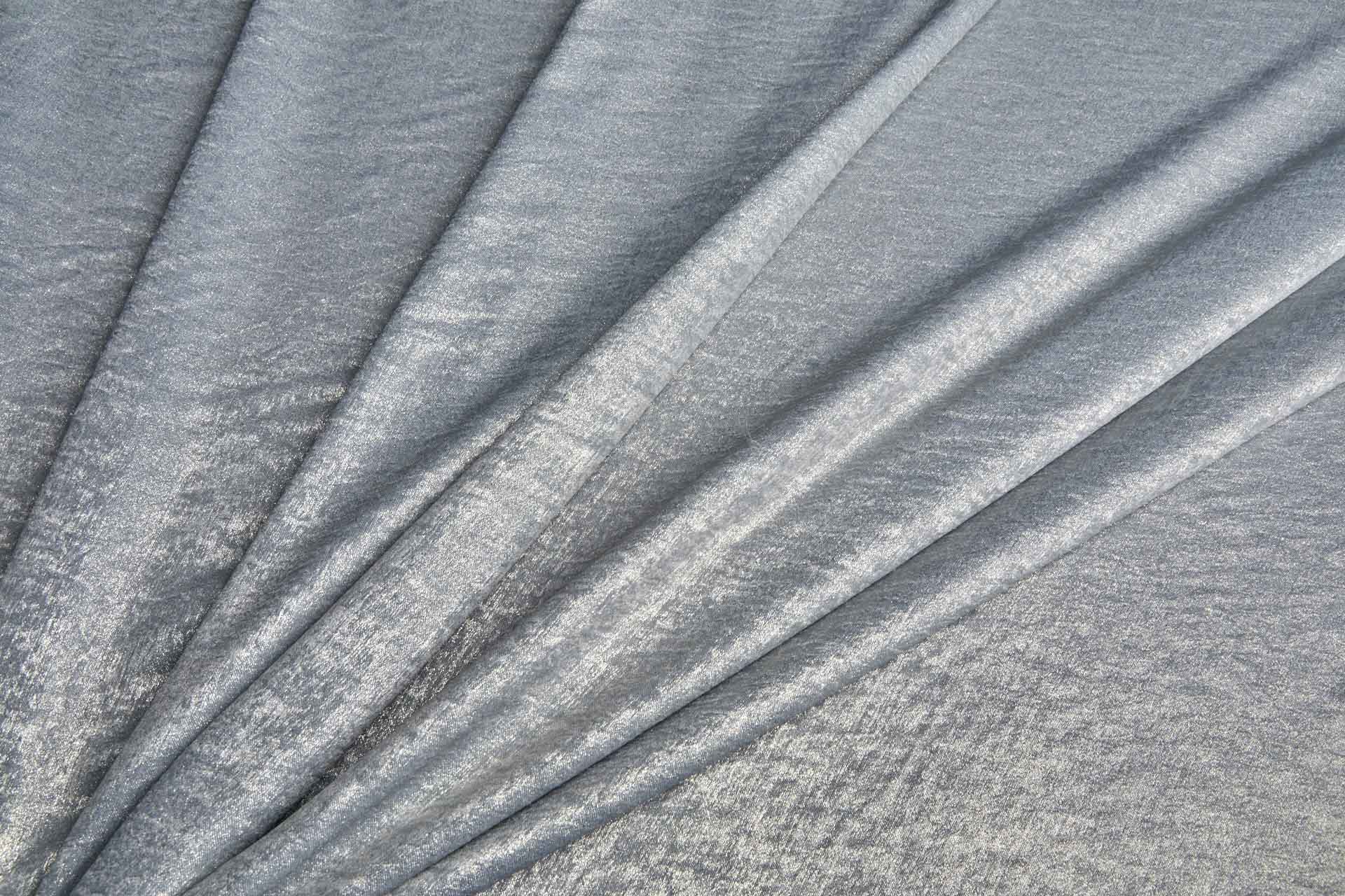 Foil Printed Polyester Satin in Pale Dusty Blue fabric, image 4 of 7