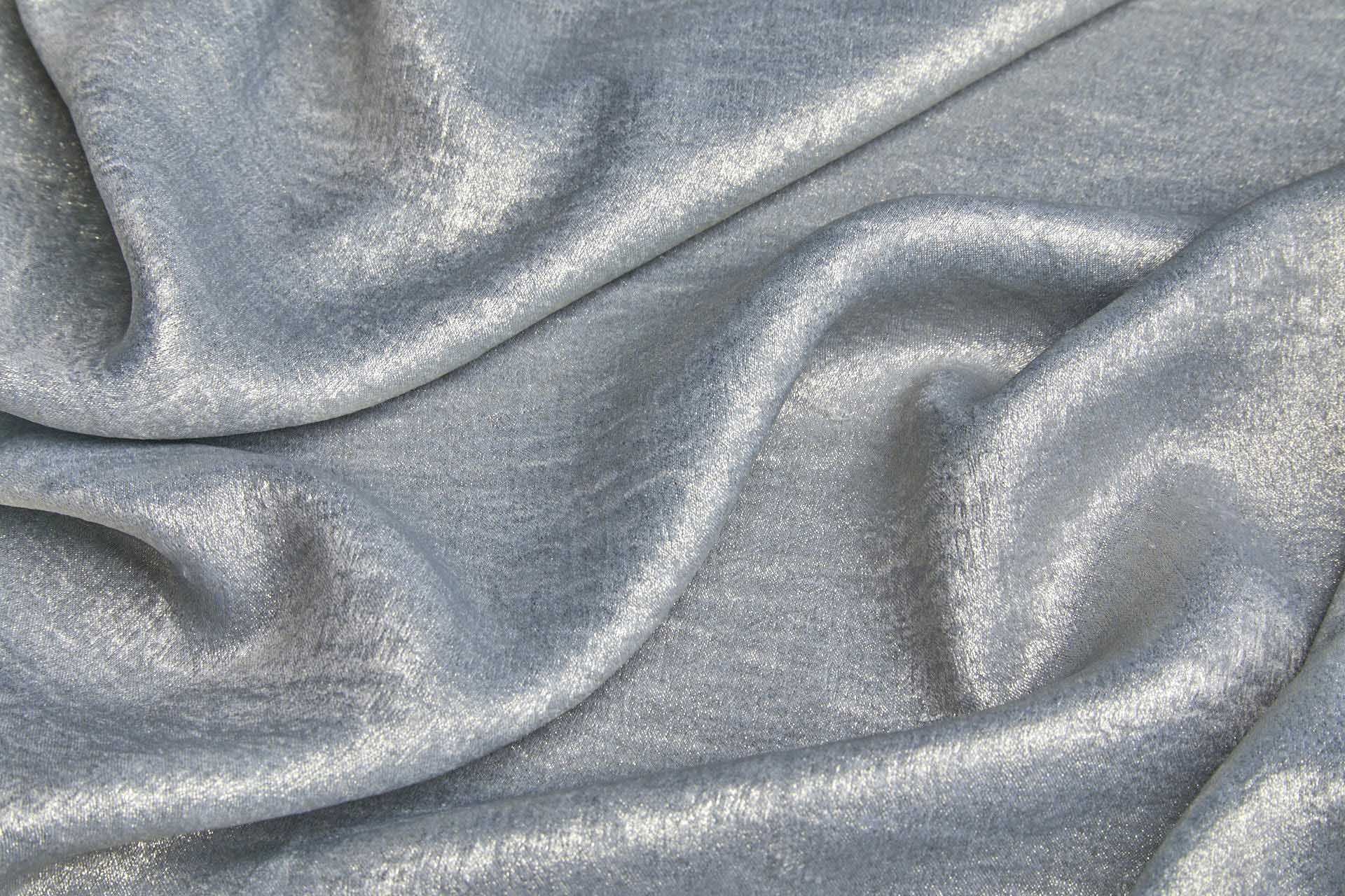 Foil Printed Polyester Satin in Pale Dusty Blue fabric, image 6 of 7