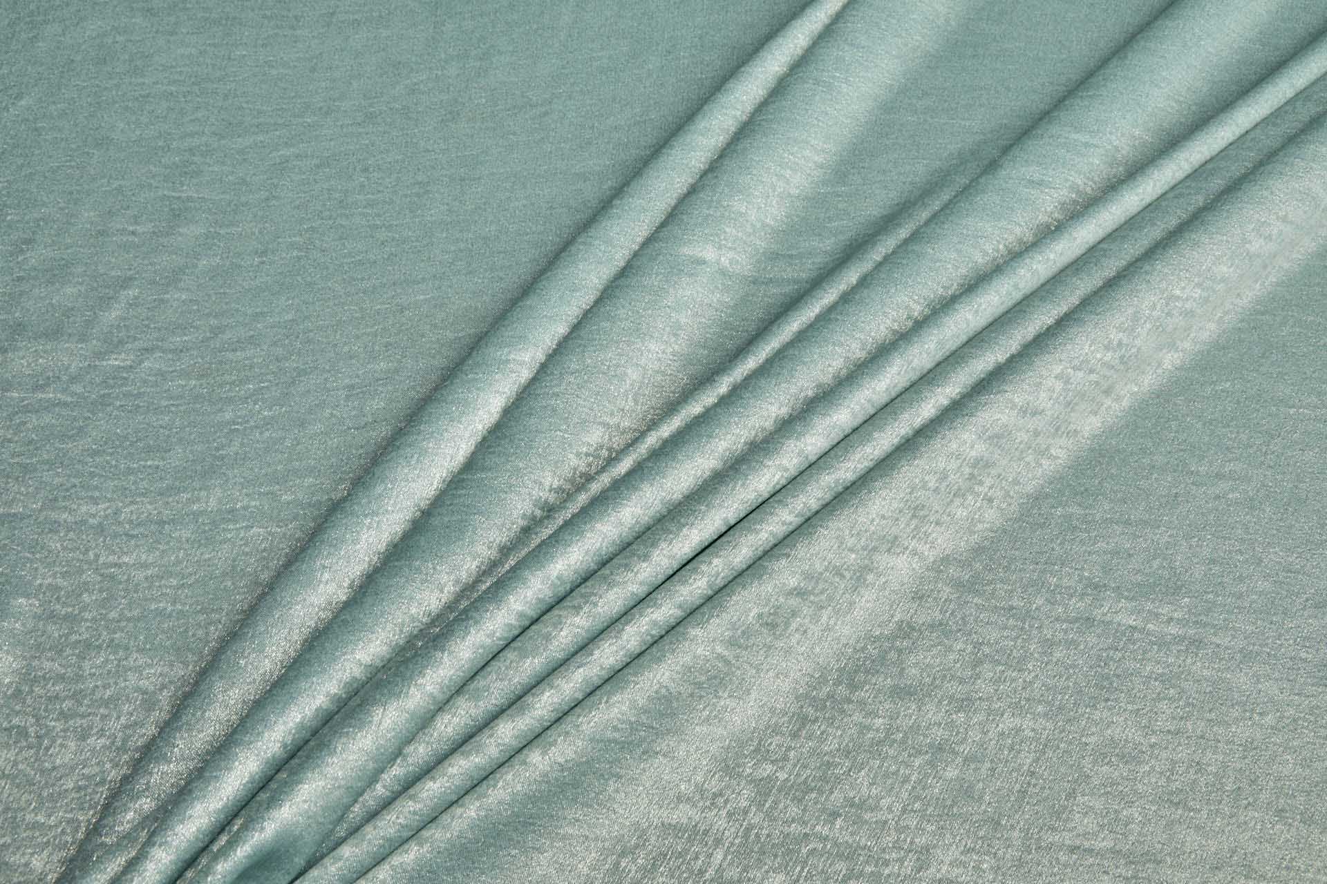 Foil Printed Polyester Satin in Aqua & Gold fabric, image 2 of 6