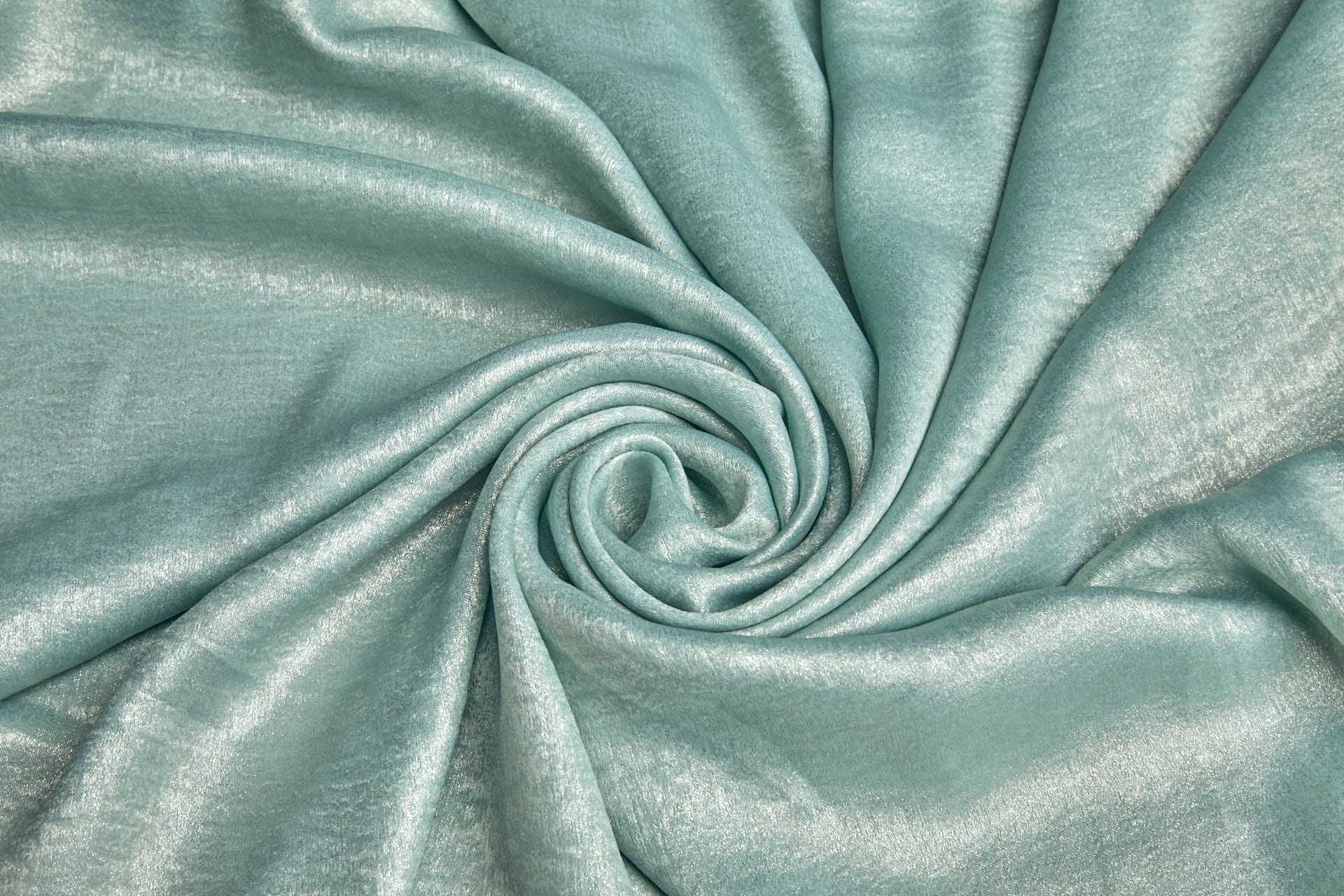 Foil Printed Polyester Satin in Aqua & Gold fabric
