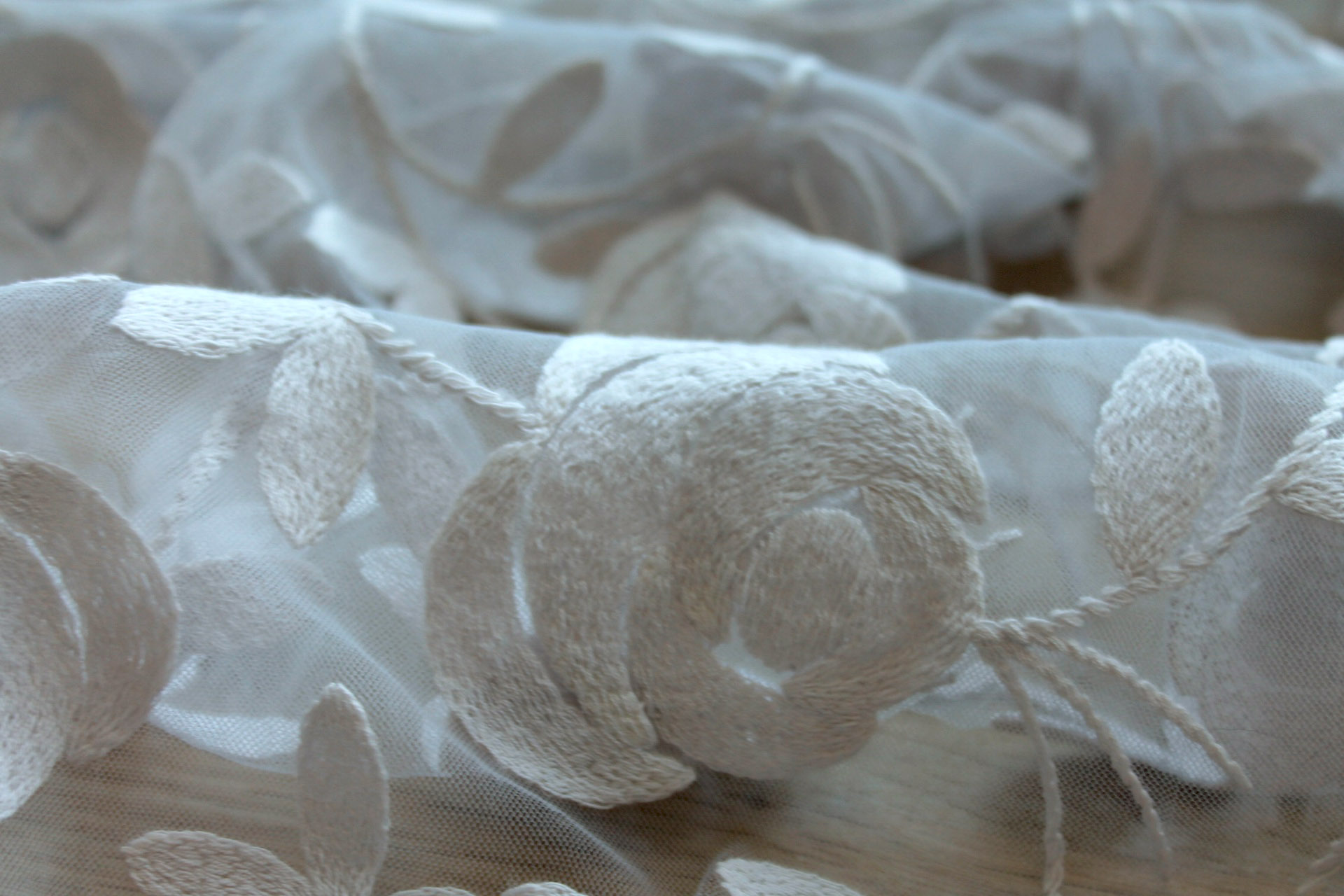 Floral embroidered Tulle - Grey - 0.4m Piece fabric, image 3 of 6