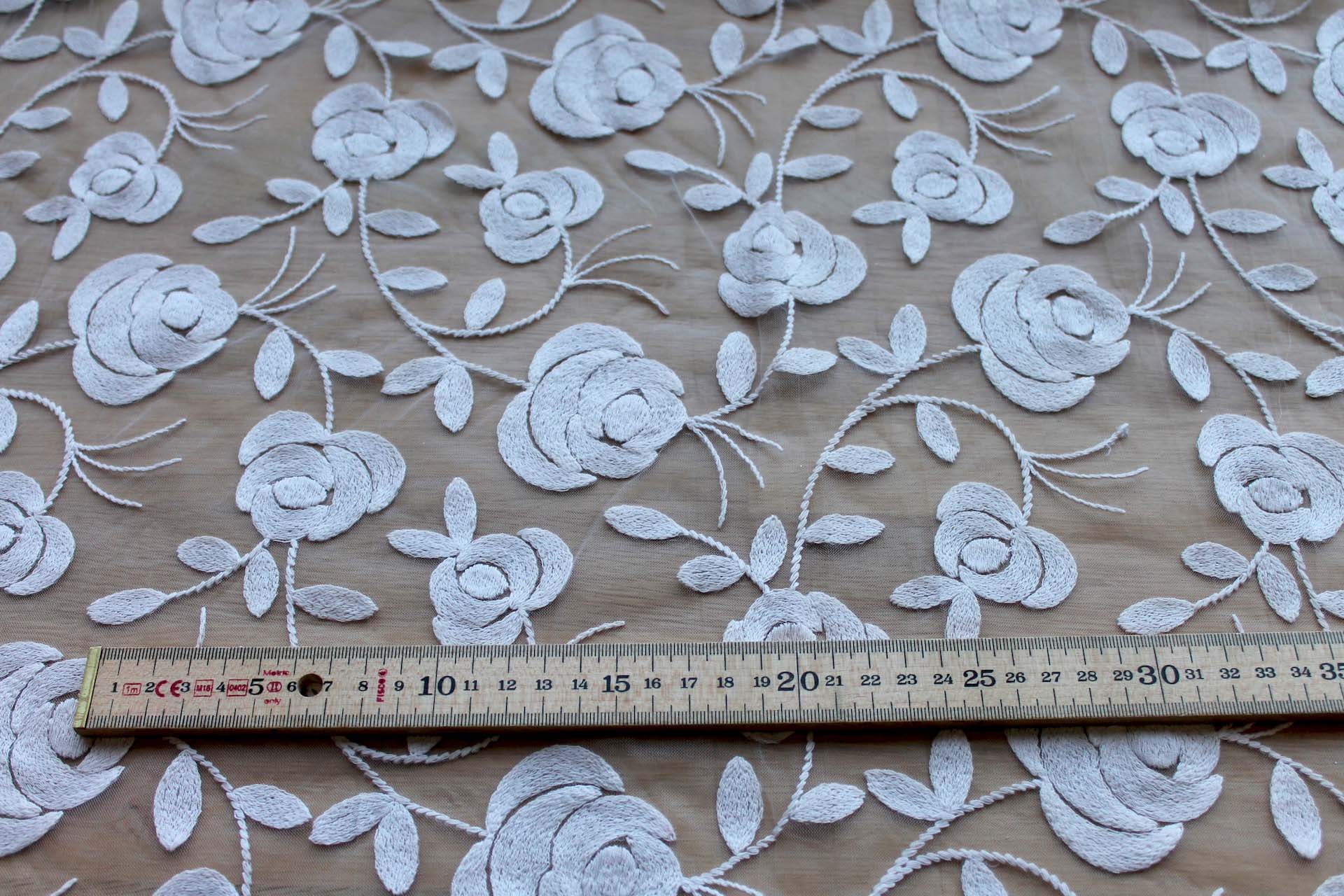 Floral embroidered Tulle - Grey fabric, image 6 of 6