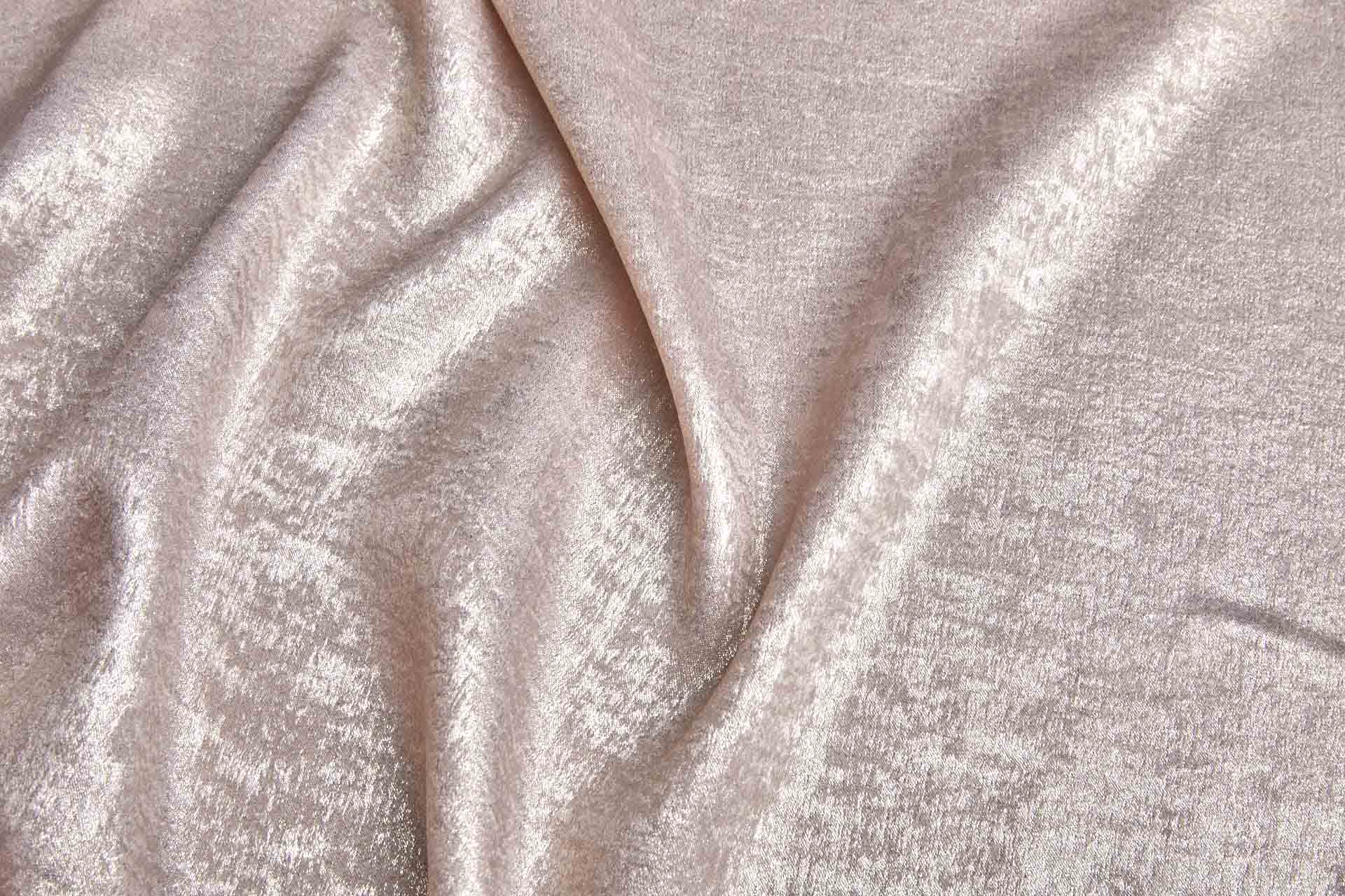 Foil Printed Polyester Satin in Shell Pink & Gold fabric, image 2 of 7