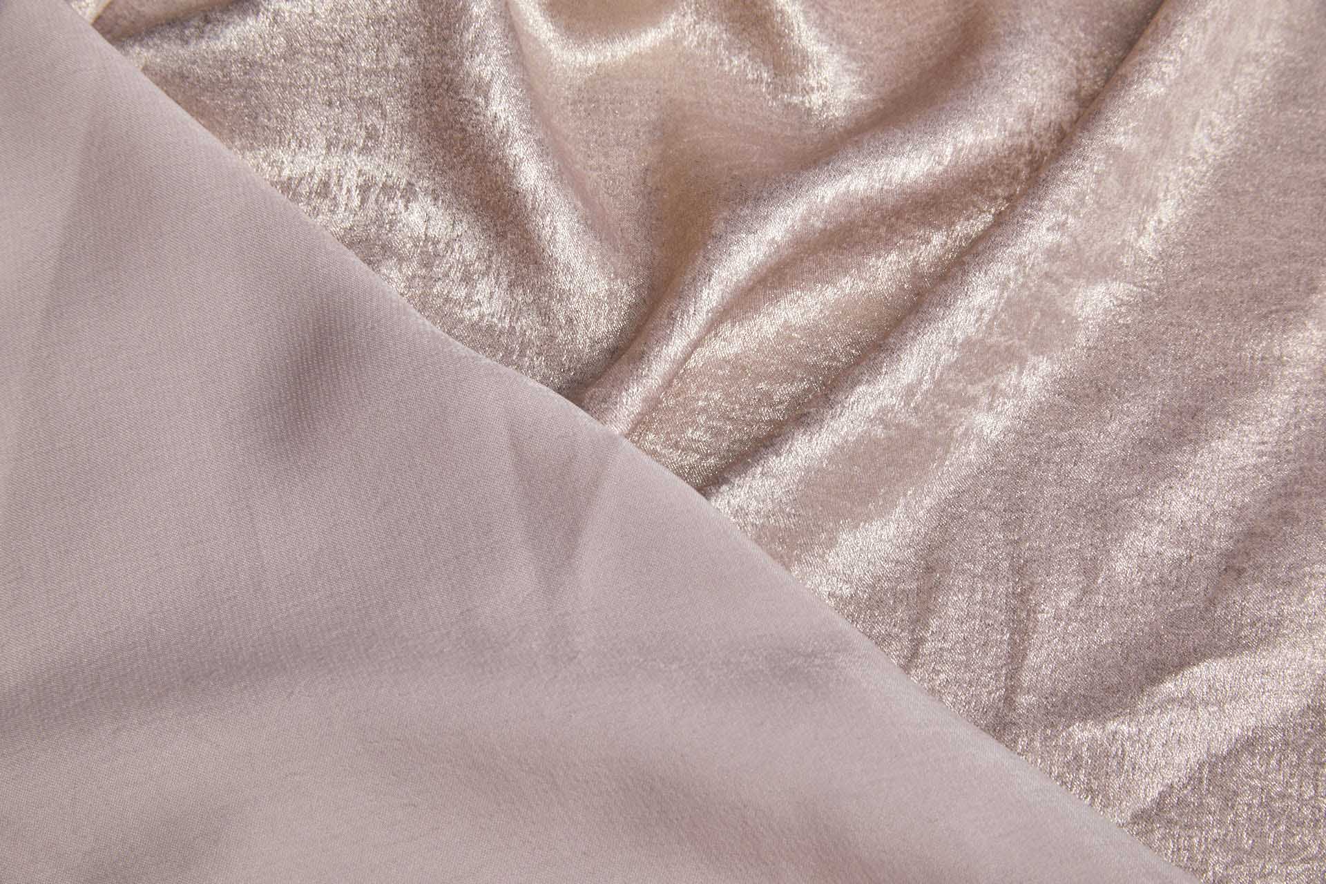Foil Printed Polyester Satin in Shell Pink & Gold fabric, image 6 of 7
