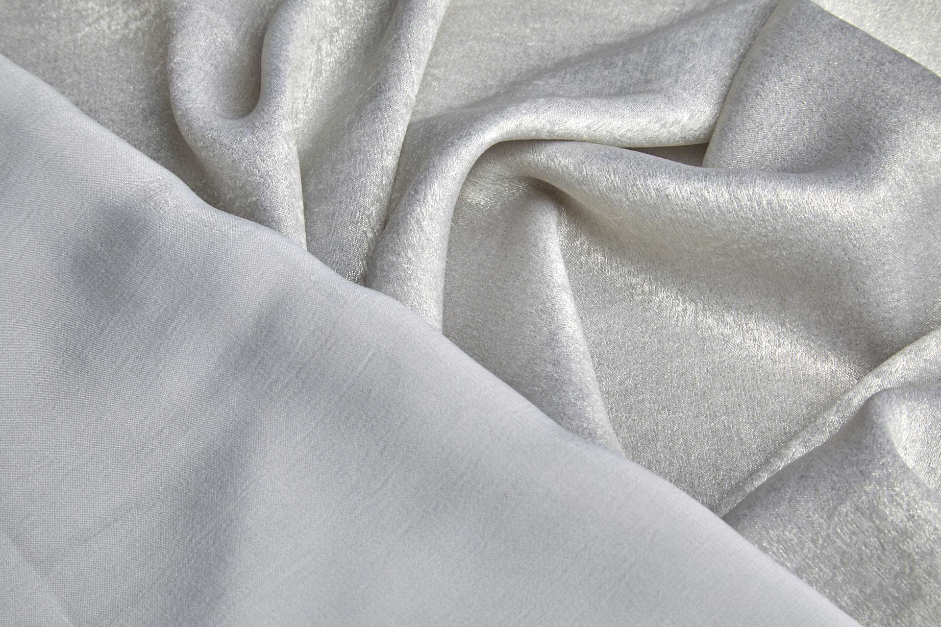Foil Printed Polyester Satin in Pale Grey & Pale Gold fabric, image 6 of 7