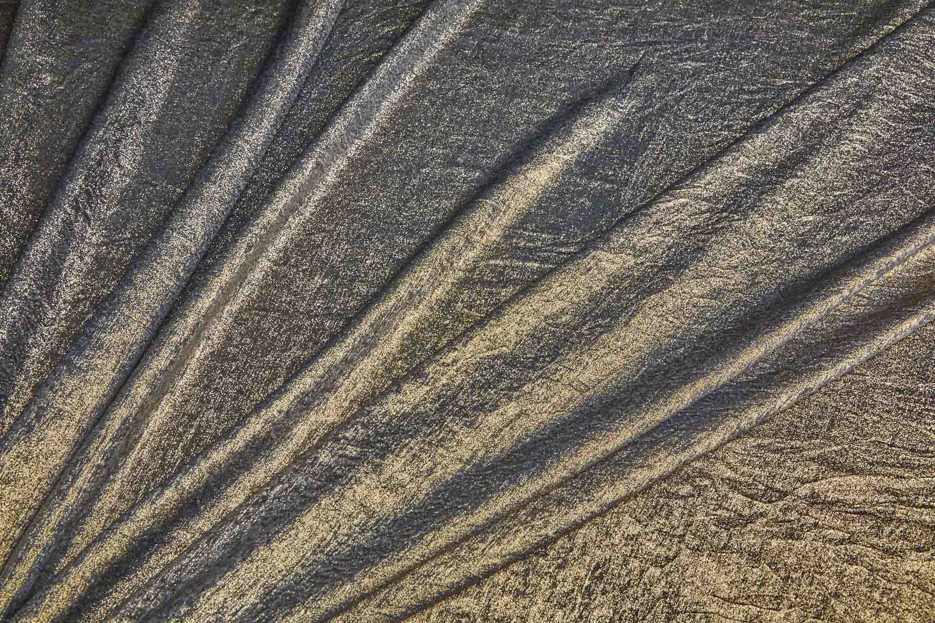 Foil Printed Polyester Satin in Dark Charcoal & Gold fabric, image 2 of 8