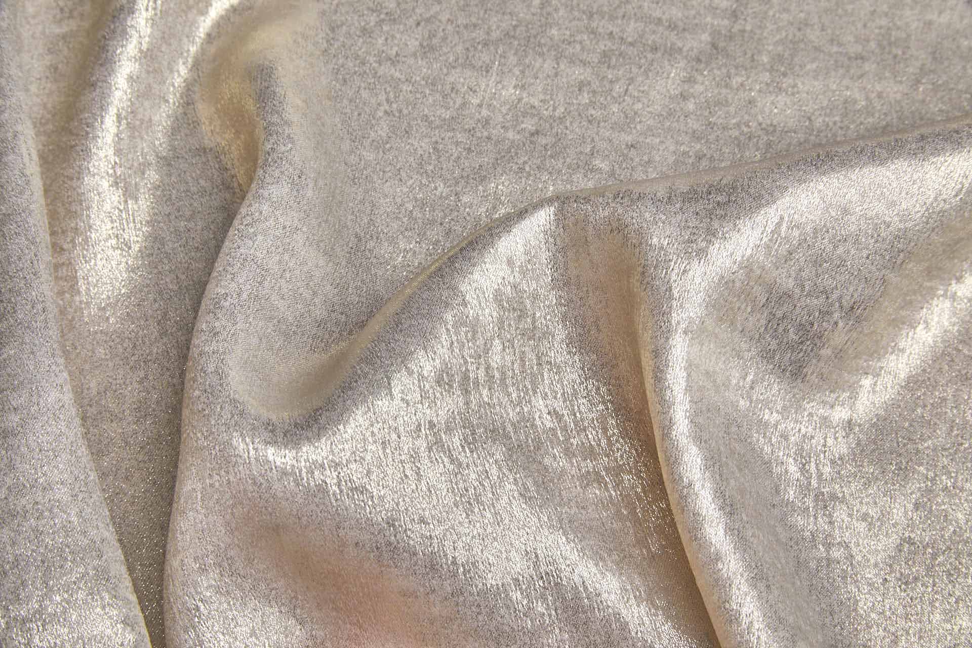 Foil Printed Polyester Satin in Oyster & Gold fabric, image 2 of 7