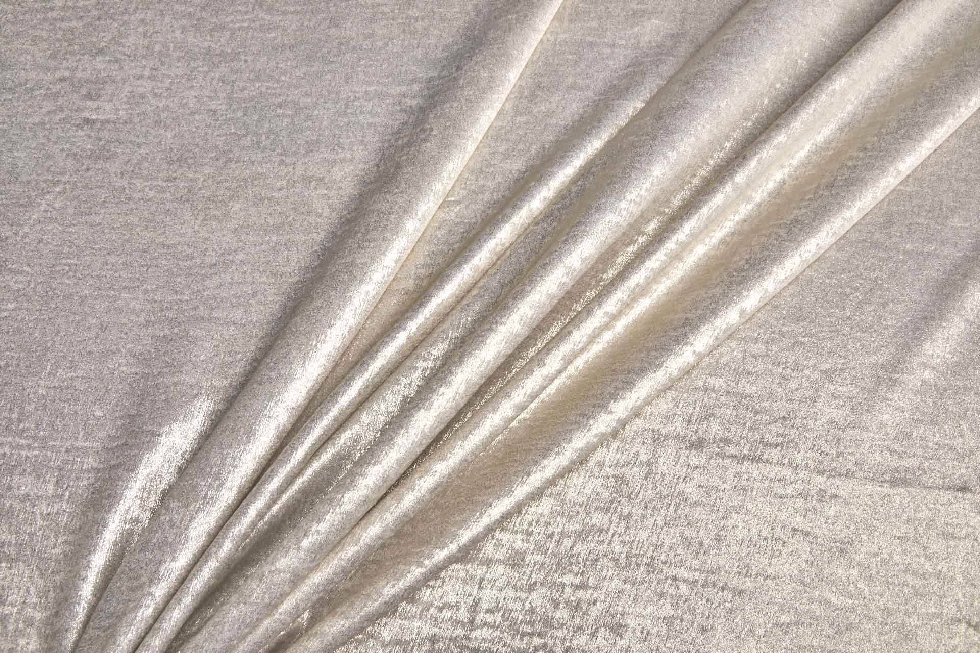 Foil Printed Polyester Satin in Oyster & Gold fabric, image 4 of 7