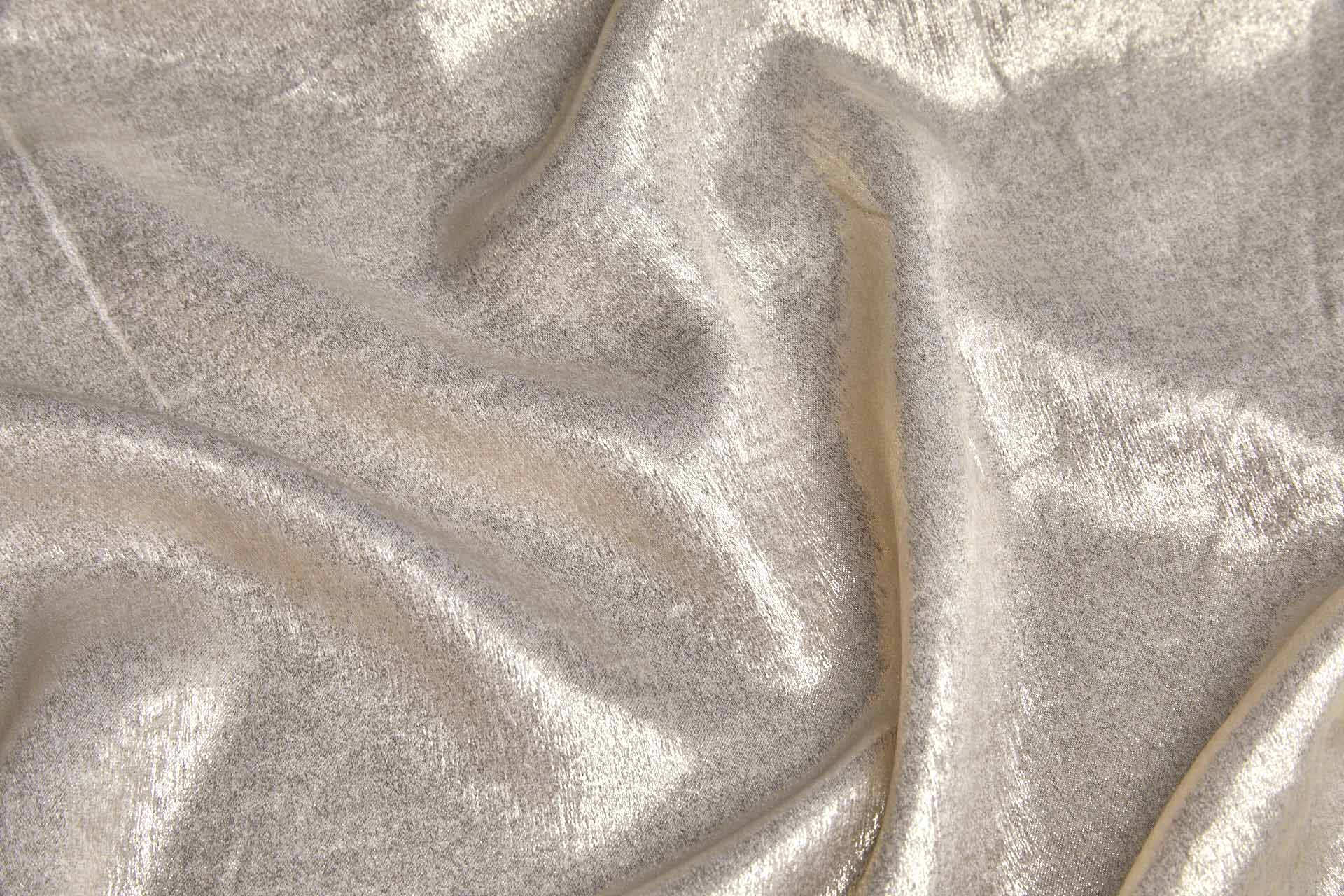 Foil Printed Polyester Satin in Oyster & Gold fabric, image 5 of 7