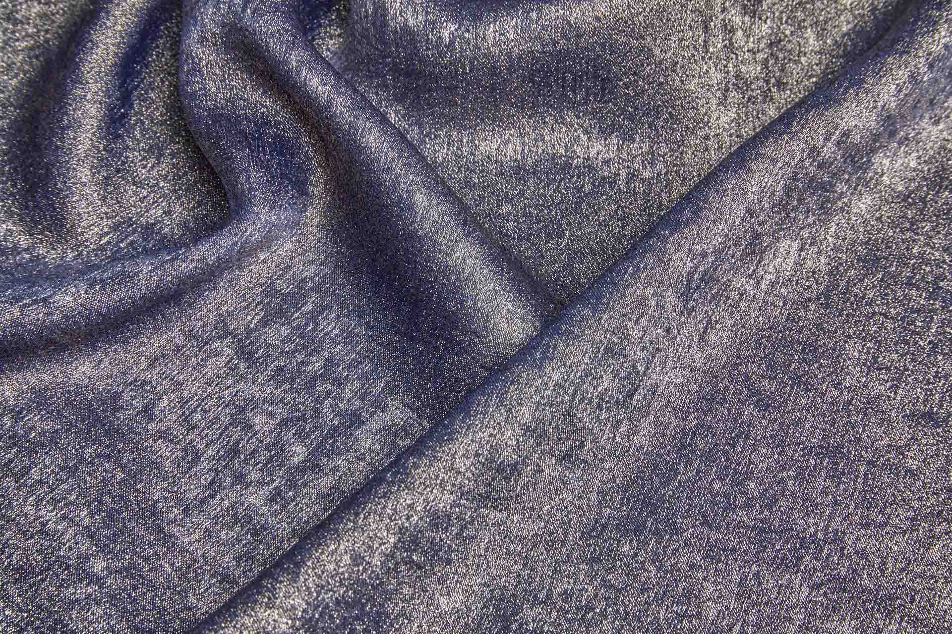 Foil Printed Polyester Satin in Navy & Pale Gold fabric, image 2 of 7