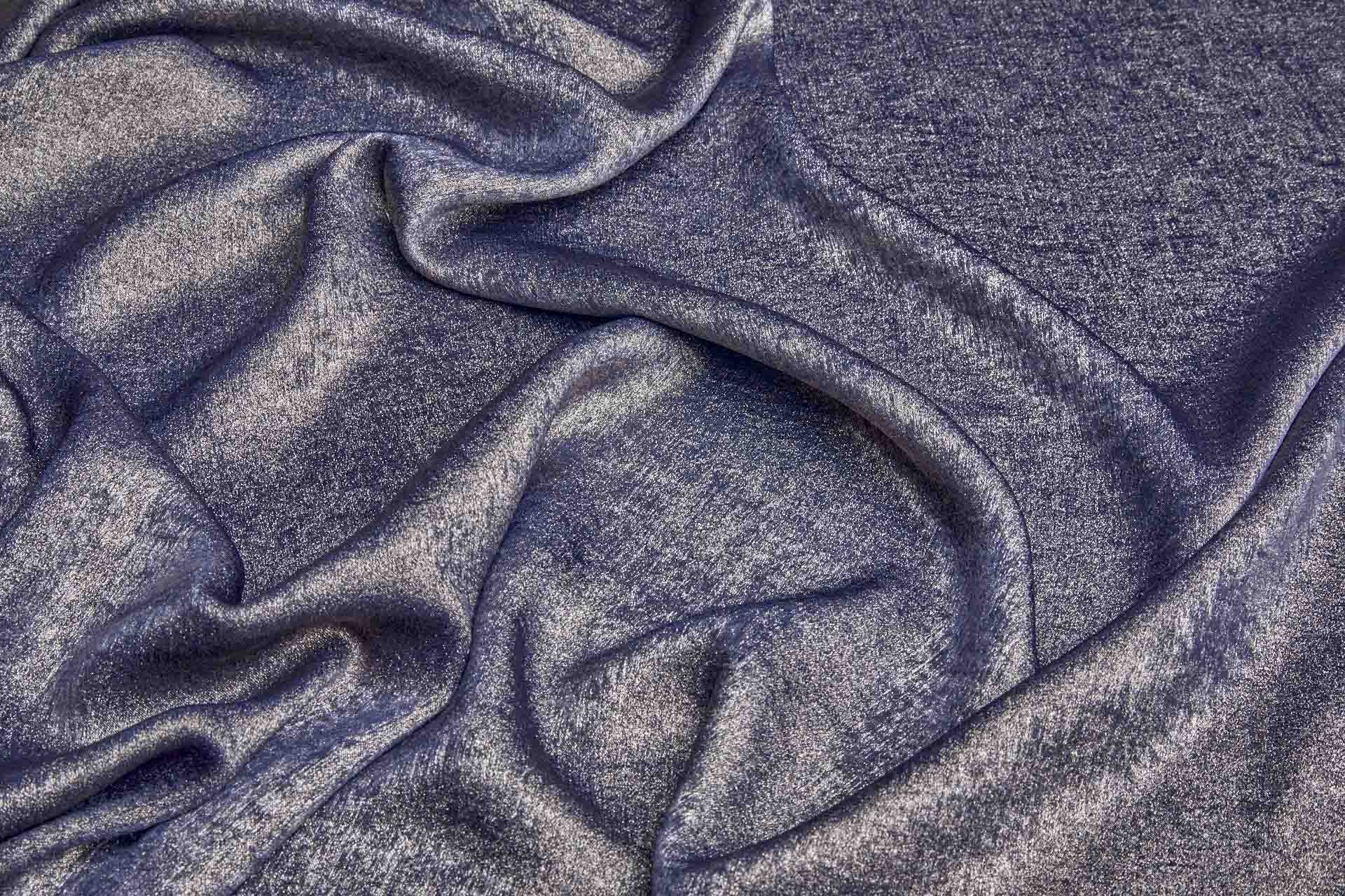 Foil Printed Polyester Satin in Navy & Pale Gold fabric, image 3 of 7