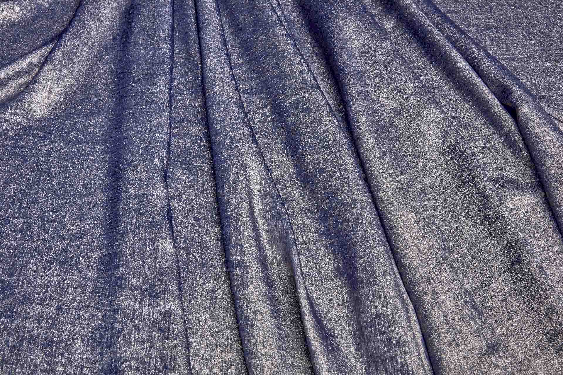 Foil Printed Polyester Satin in Navy & Pale Gold fabric, image 4 of 7