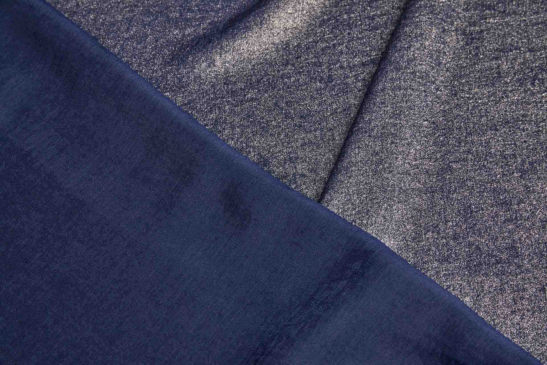Foil Printed Polyester Satin in Navy & Pale Gold fabric, image 5 of 7