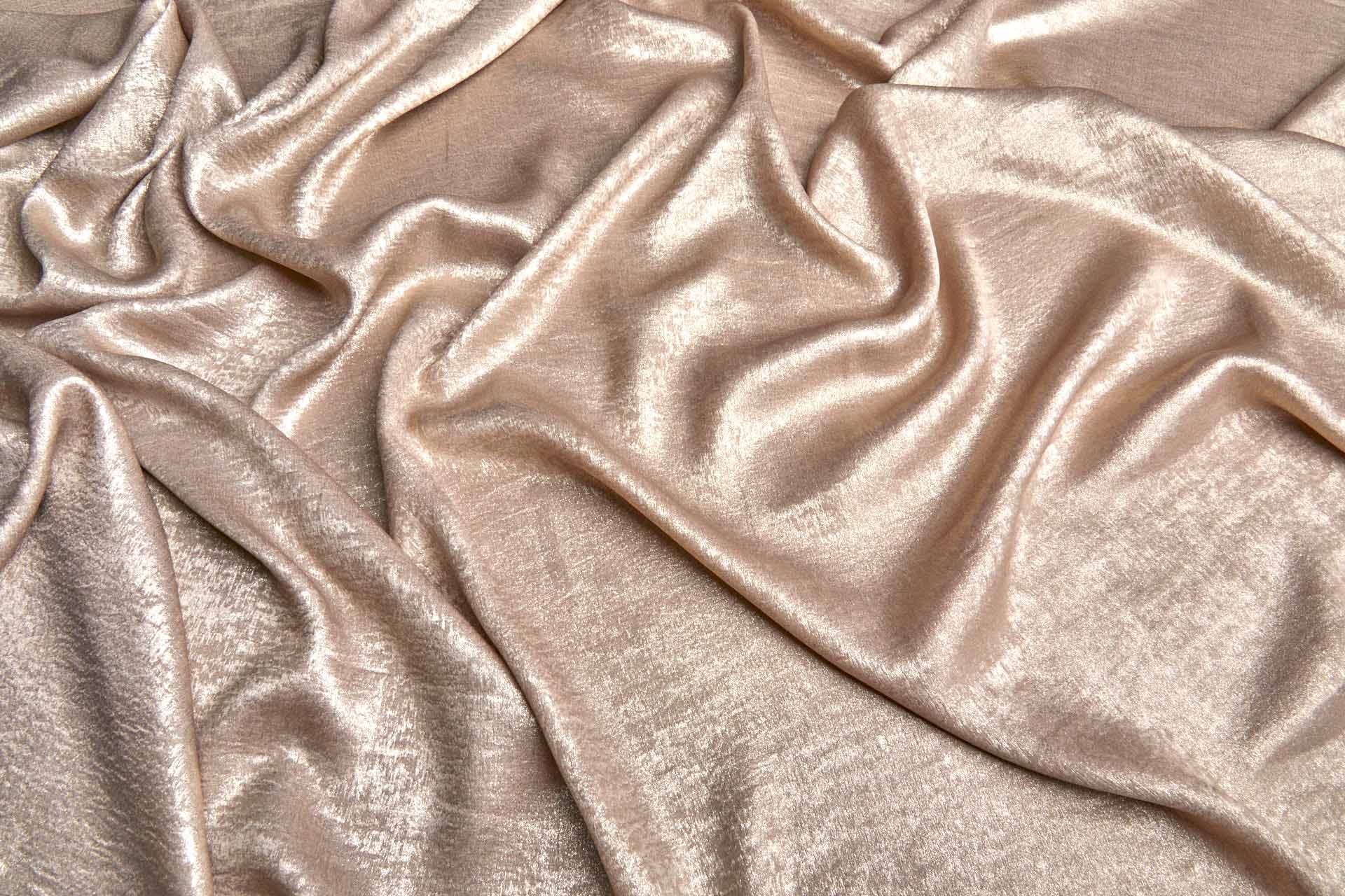 Foil Printed Polyester Satin in Taupe & Pale Gold fabric, image 4 of 7