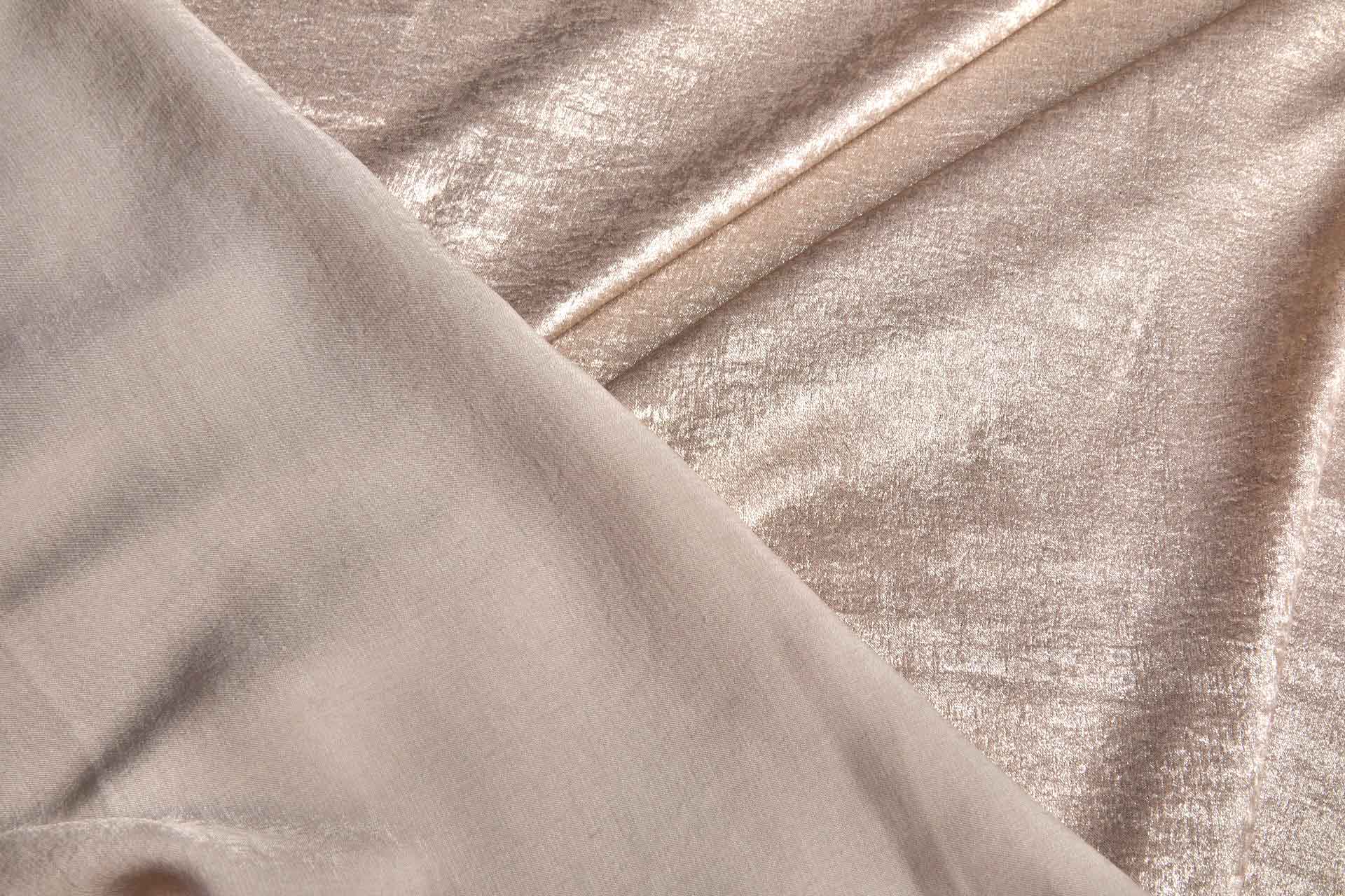 Foil Printed Polyester Satin in Taupe & Pale Gold fabric, image 5 of 7