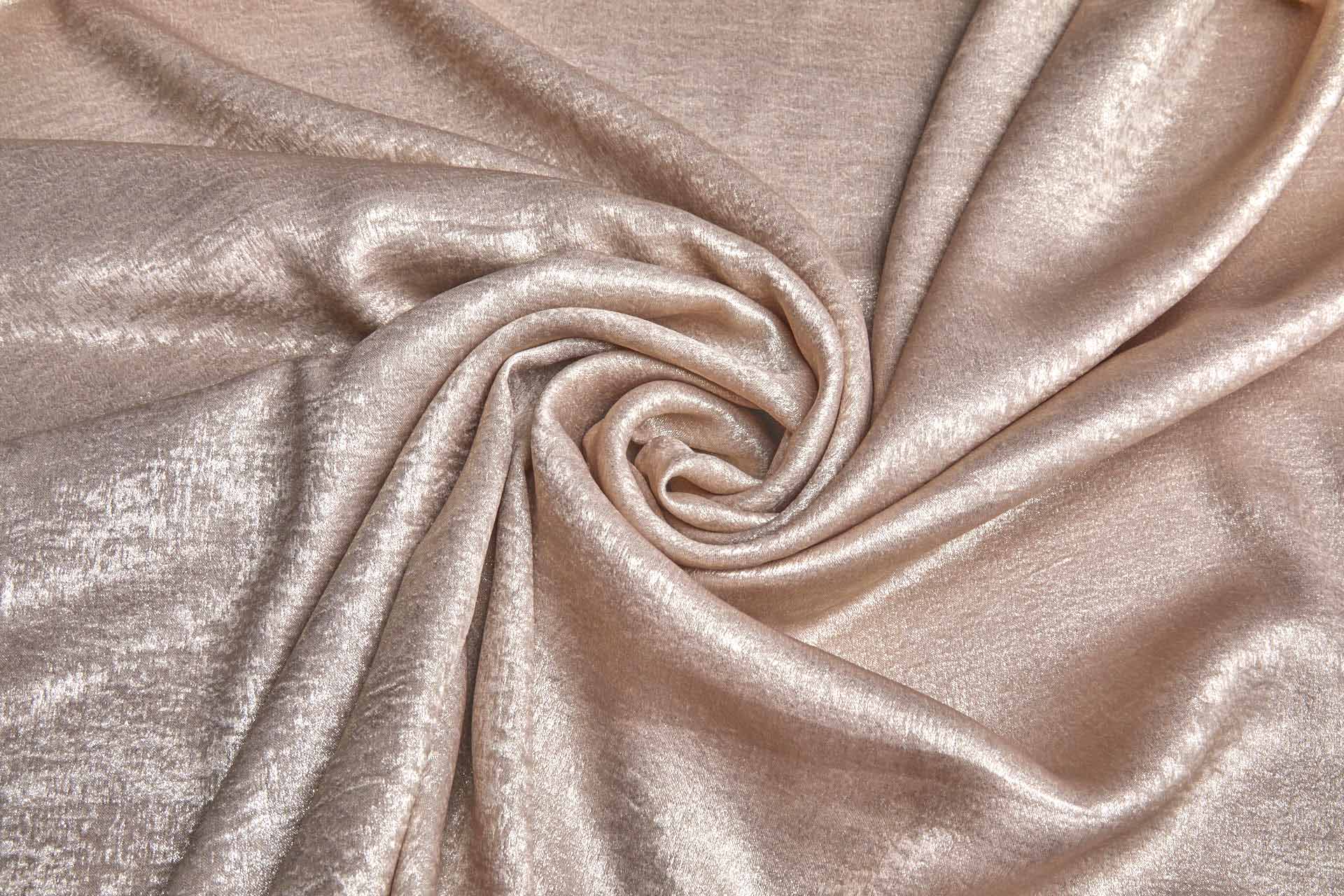 Foil Printed Polyester Satin in Taupe & Pale Gold fabric