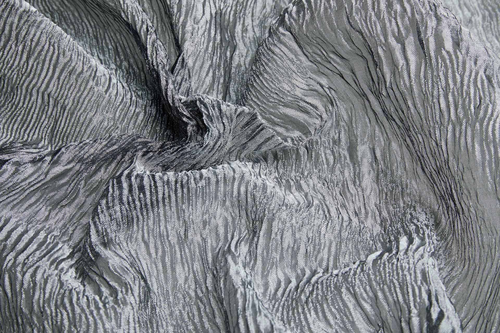 Crinkled Metallic Poly Organza - Black / Silver fabric, image 2 of 8