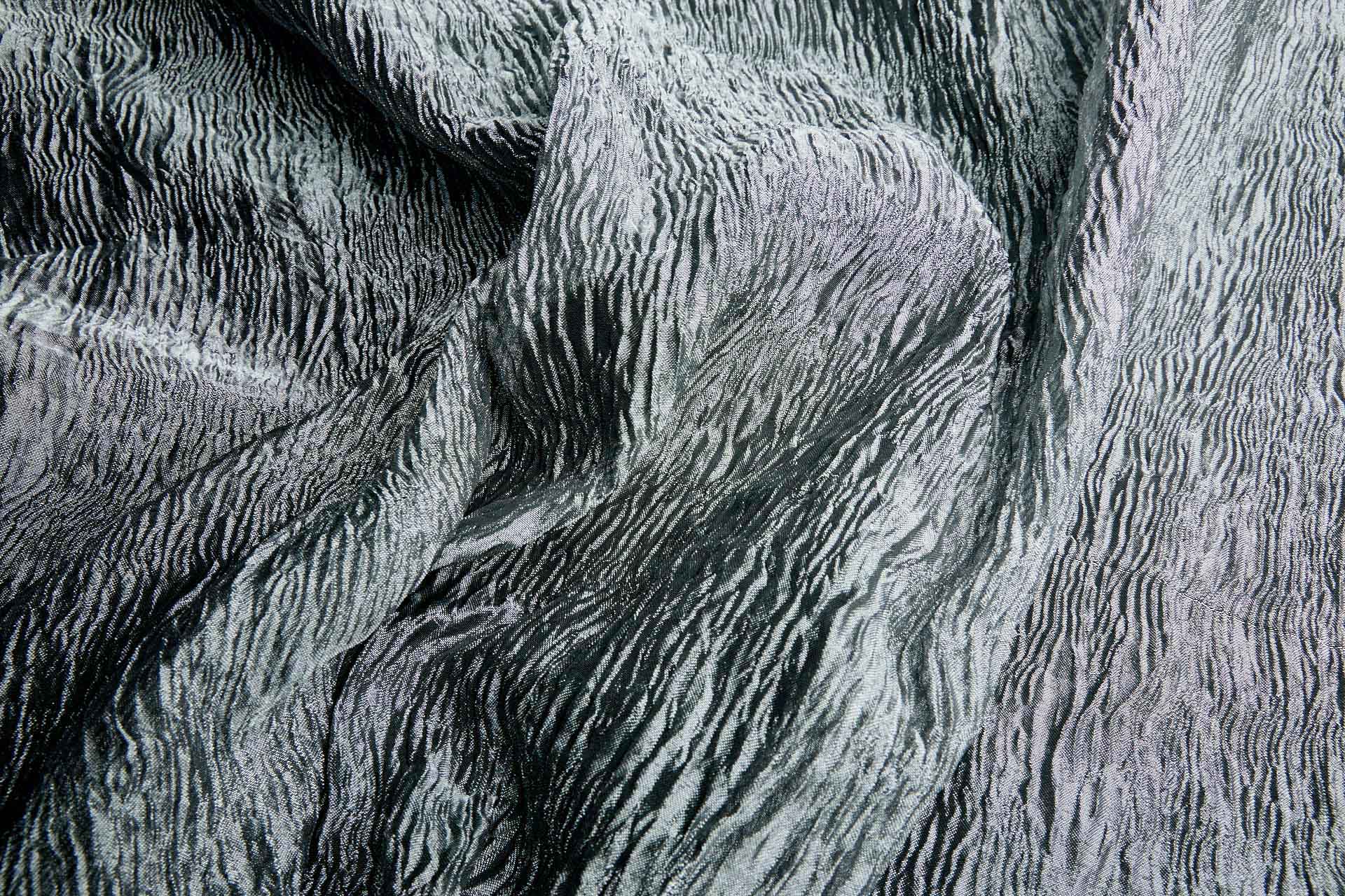 Crinkled Metallic Poly Organza - Black / Silver fabric, image 7 of 8