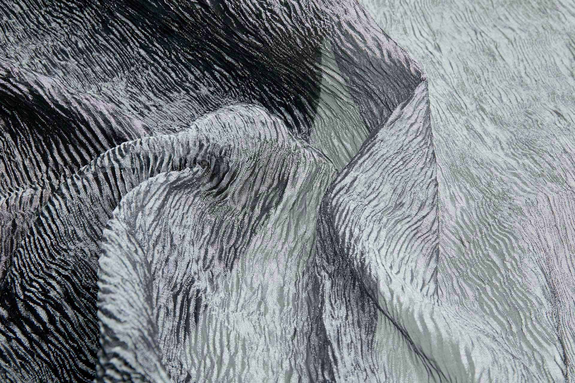 Crinkled Metallic Poly Organza - Black / Silver fabric, image 3 of 8