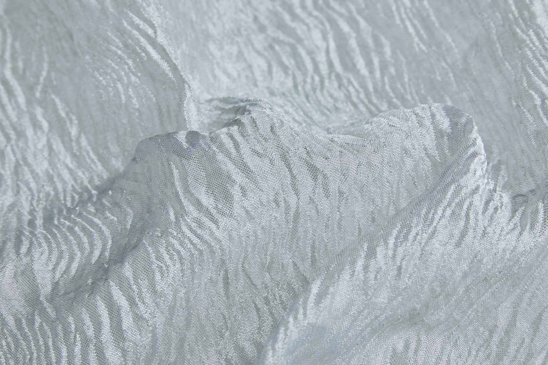 Crinkled Metallic Poly Organza - Off White / Silver fabric, image 2 of 8