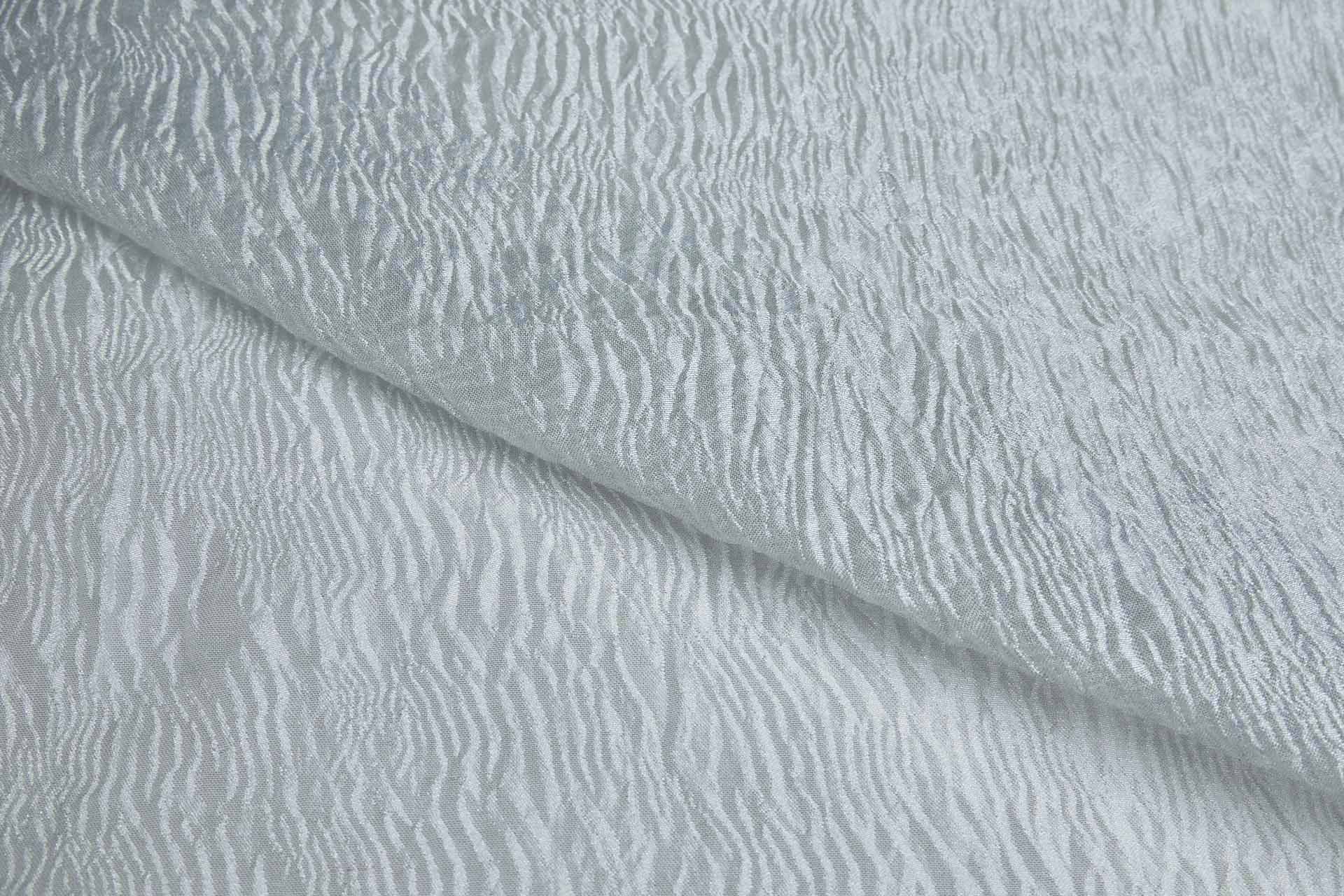 Crinkled Metallic Poly Organza - Off White / Silver fabric