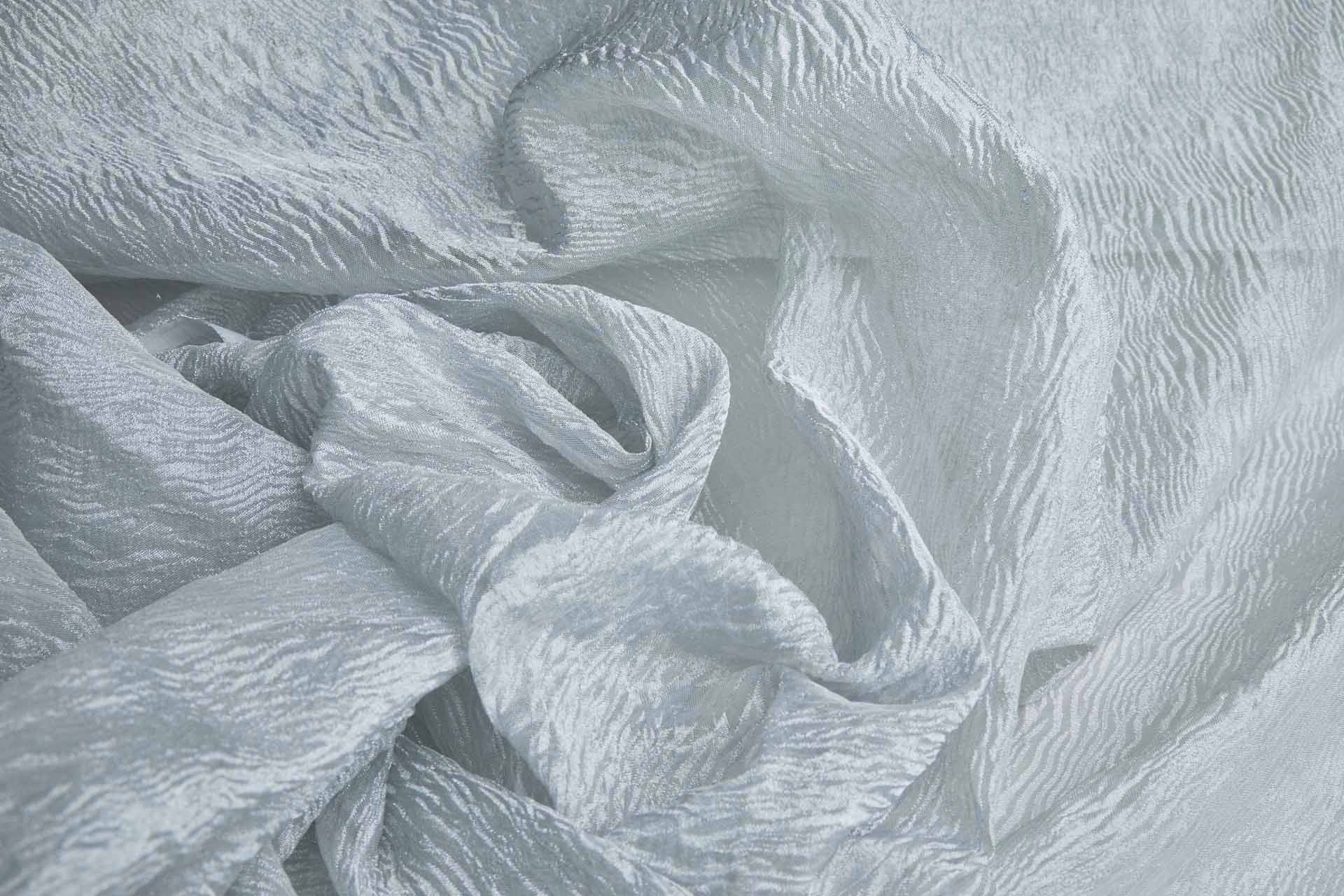 Crinkled Metallic Poly Organza - Off White / Silver fabric, image 5 of 8