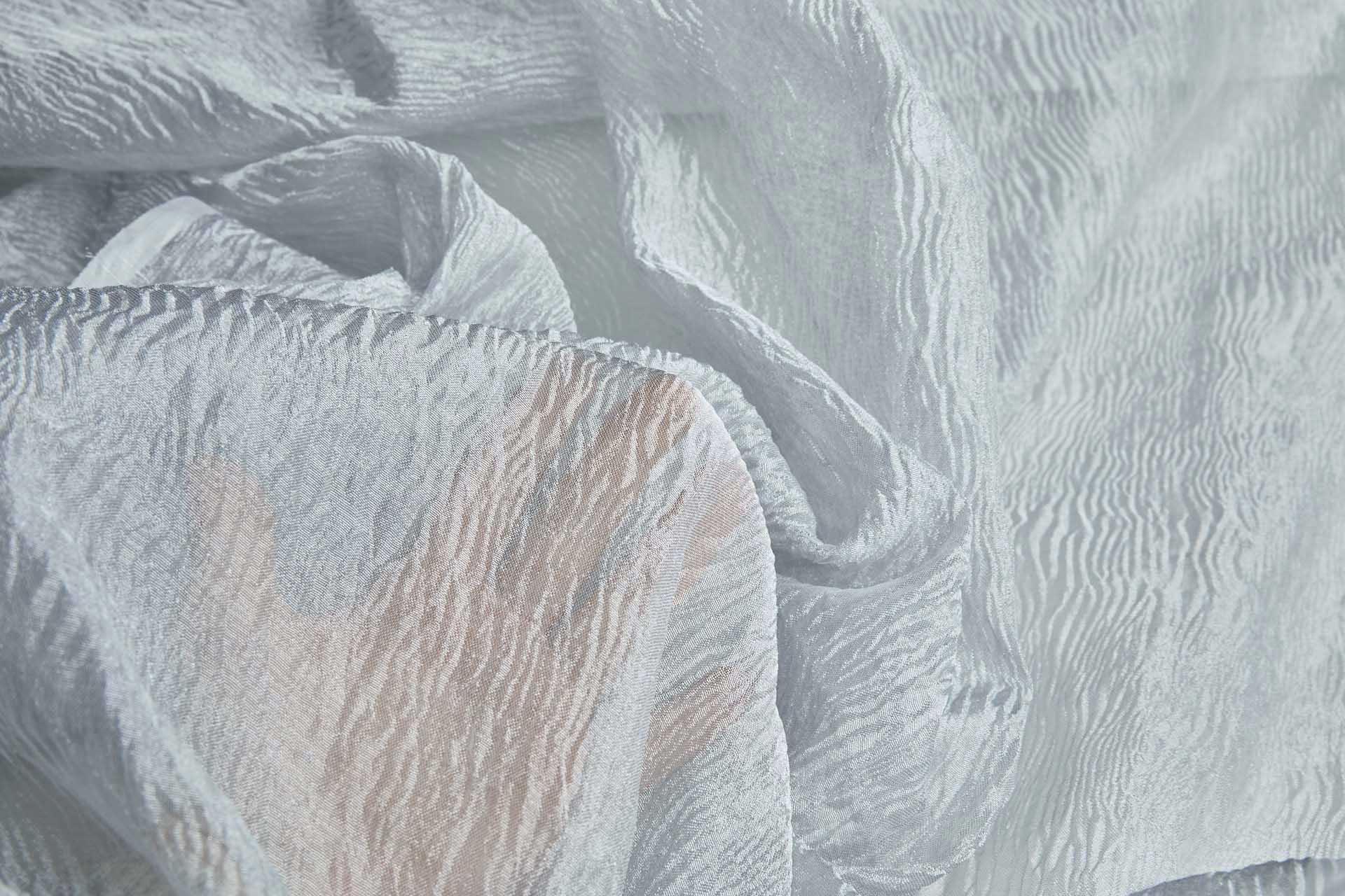 Crinkled Metallic Poly Organza - Off White / Silver fabric, image 6 of 8