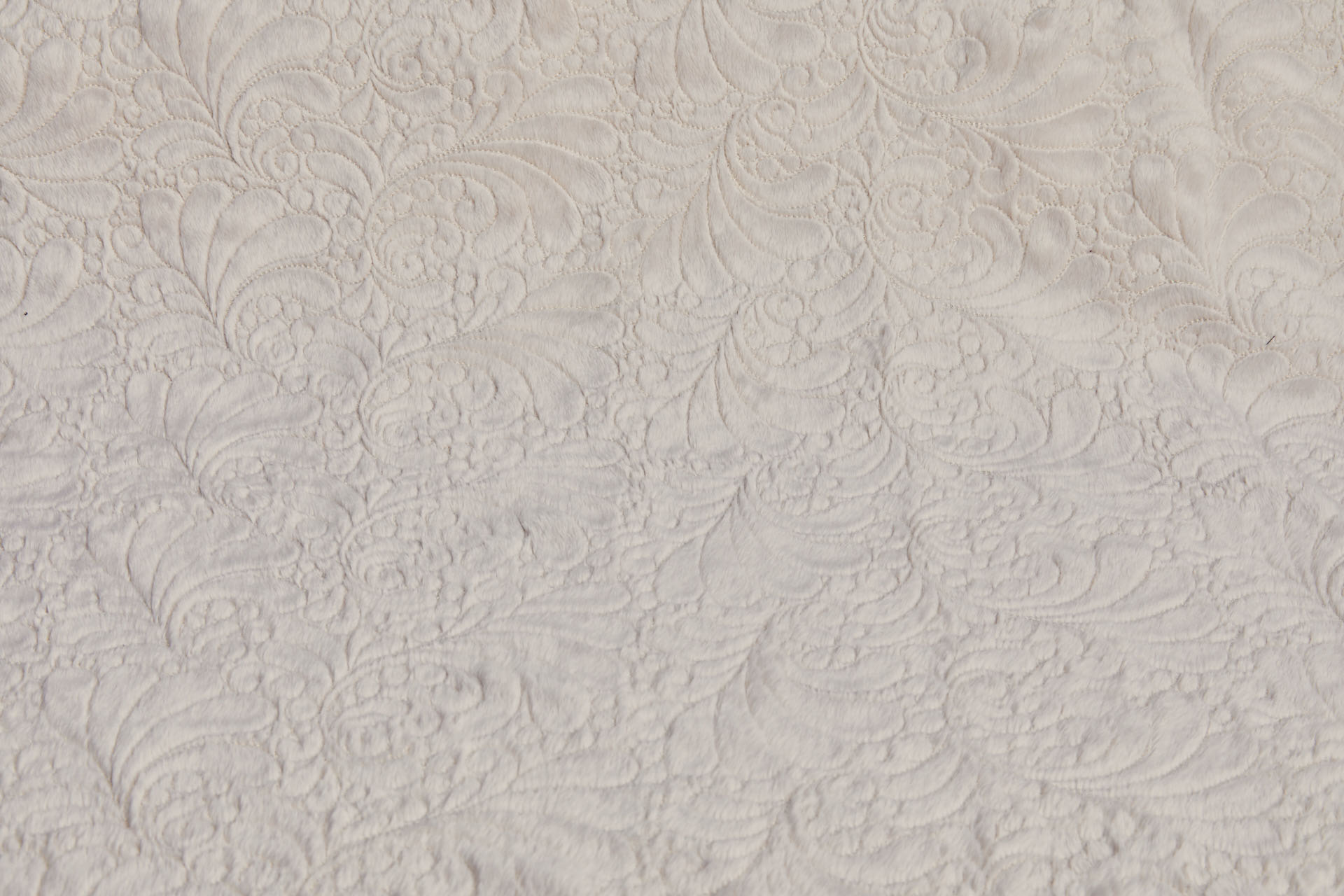 Stone Fluffy Short Pile Faux Fur with Ornate Leaf Embroidery fabric, image 6 of 6