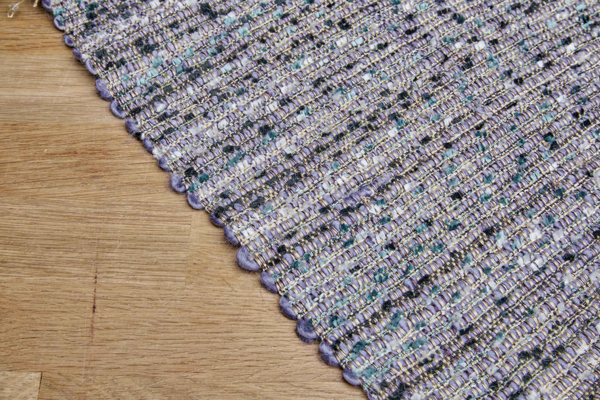 Chunky Textured Weave - Lavender, Beige, Black and Turquoise fabric, image 2 of 8