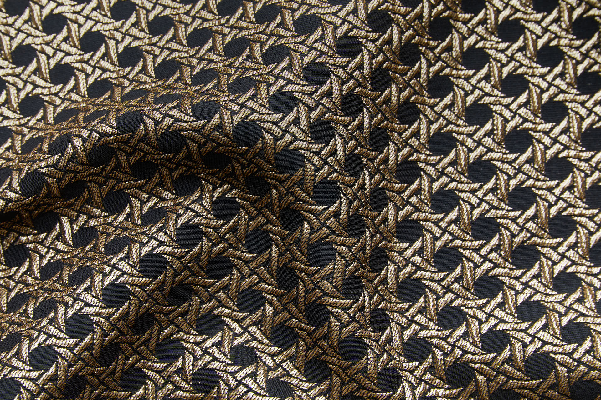 Rattan Pattern Stretch Jacquard - Black / Gold fabric, image 2 of 10