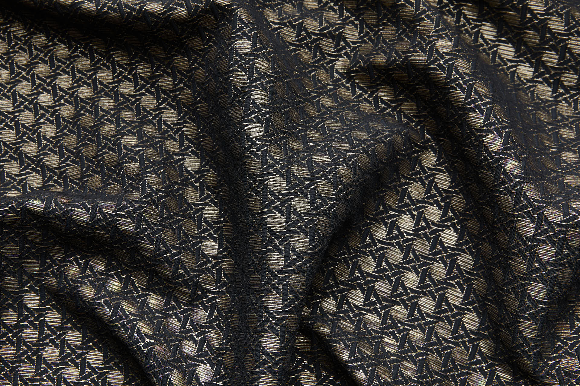 Rattan Pattern Stretch Jacquard - Black / Gold fabric, image 7 of 10