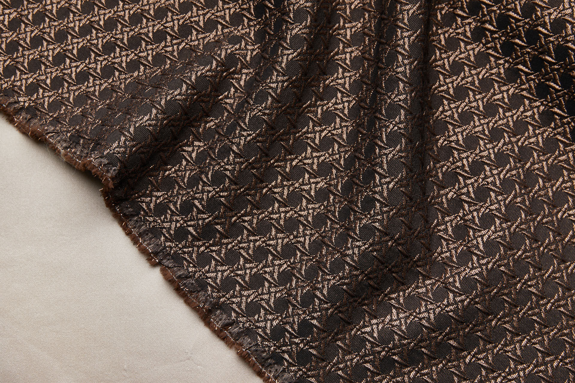 Rattan Pattern Stretch Jacquard - Brown / Bronze fabric, image 8 of 10