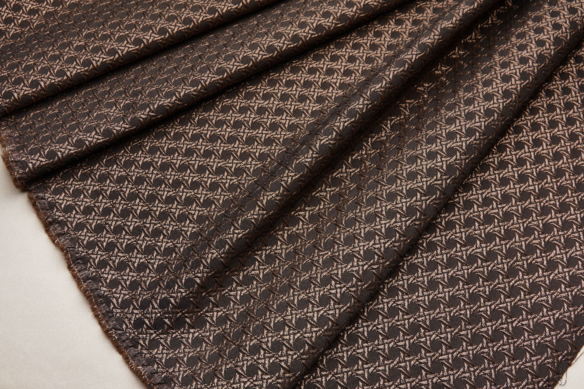 Rattan Pattern Stretch Jacquard - Brown / Bronze fabric