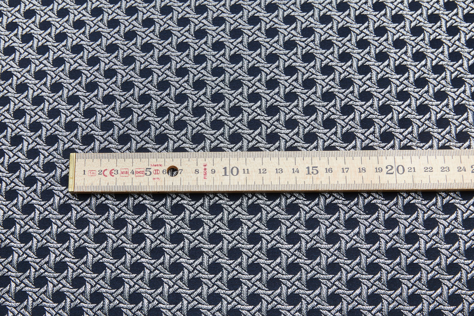 Rattan Pattern Stretch Jacquard - Ink Blue / Silver fabric, image 4 of 9
