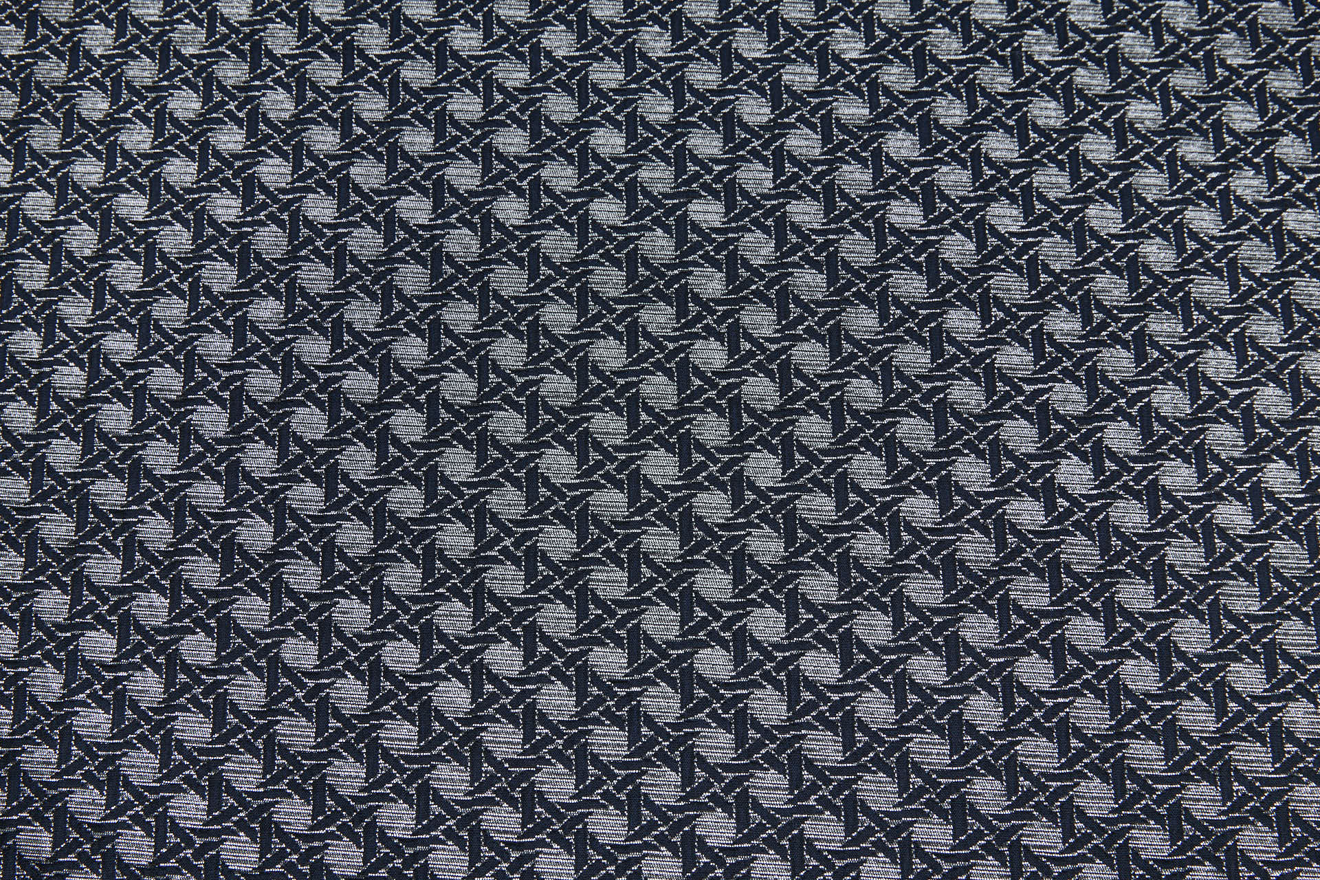 Rattan Pattern Stretch Jacquard - Ink Blue / Silver fabric, image 5 of 9
