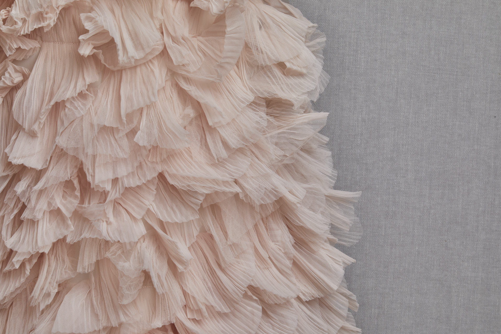 Shell Pink Pleated and Scalloped Tulle Ruffle Frill fabric, image 10 of 10