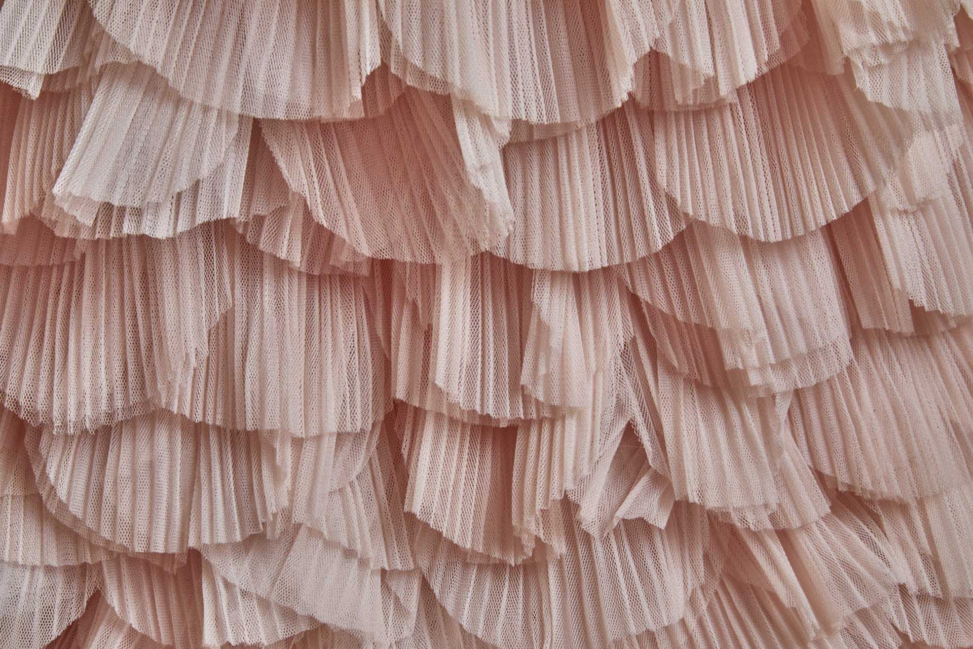 Shell Pink Pleated and Scalloped Tulle Ruffle Frill fabric, image 5 of 10