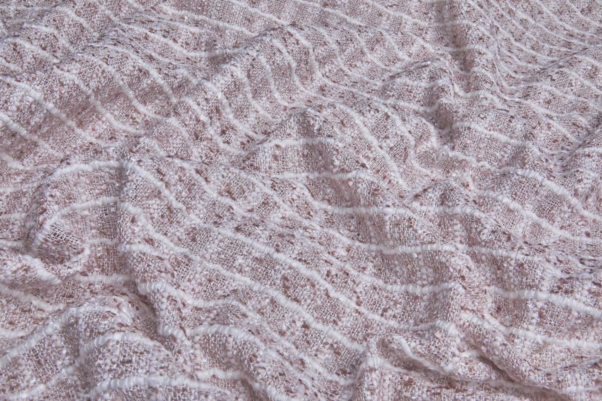Chunky Tweedy Check Chenille - Dusty Pink and Ivory fabric, image 3 of 7