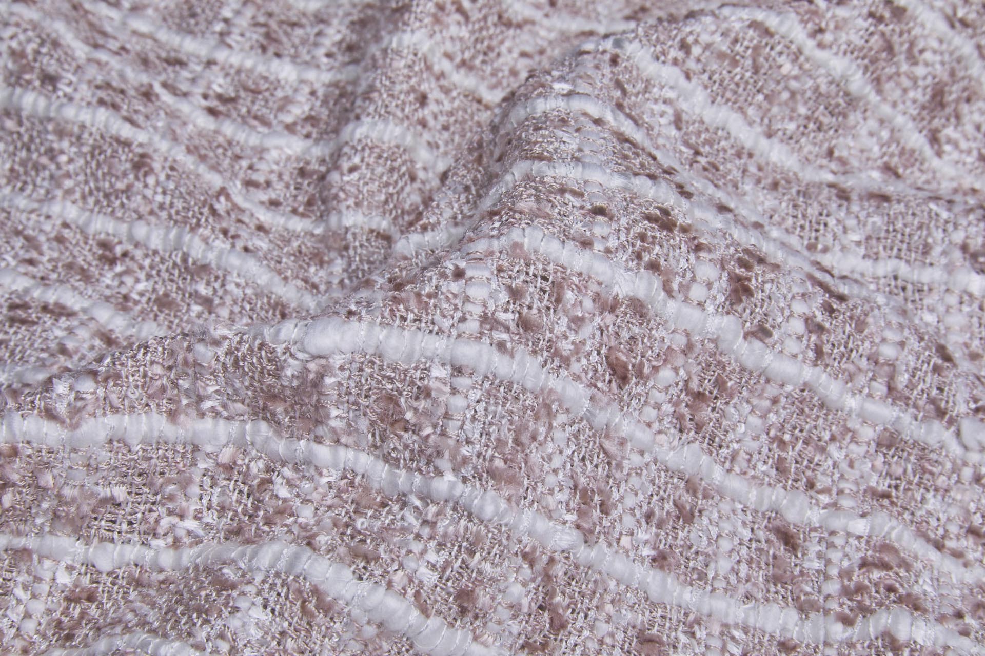 Chunky Tweedy Check Chenille - Dusty Pink and Ivory fabric, image 4 of 7