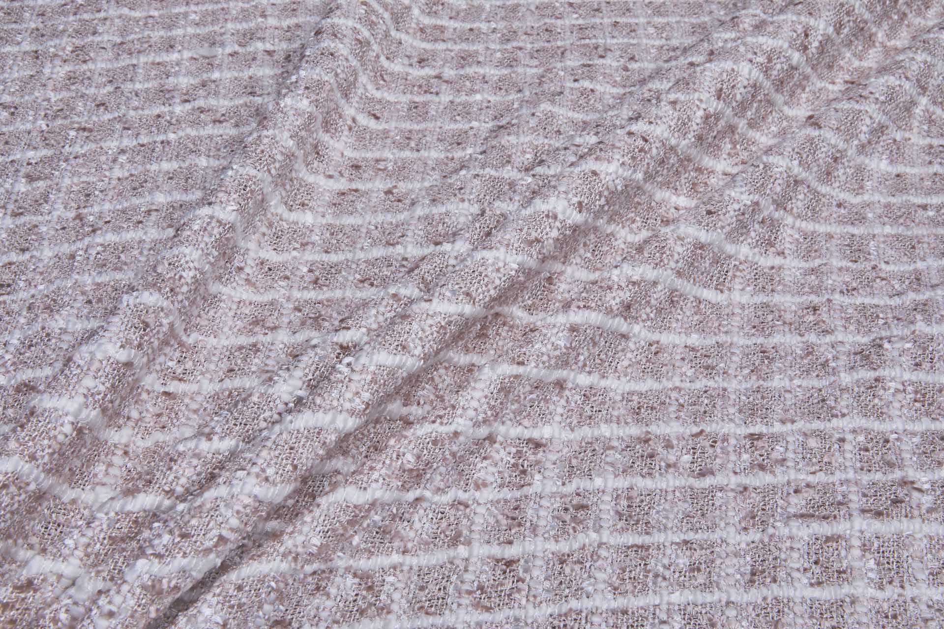 Chunky Tweedy Check Chenille - Dusty Pink and Ivory fabric, image 5 of 7