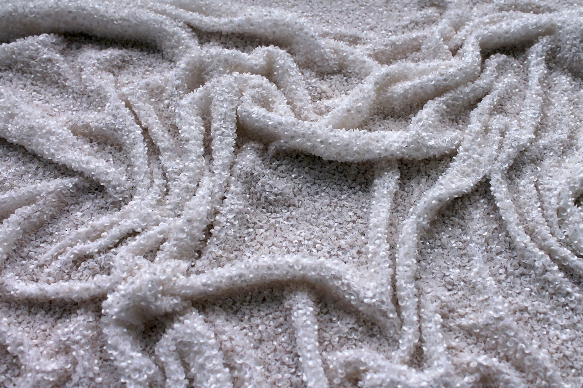 Sequin Encrusted Silk Chiffon - Ivory fabric, image 2 of 7