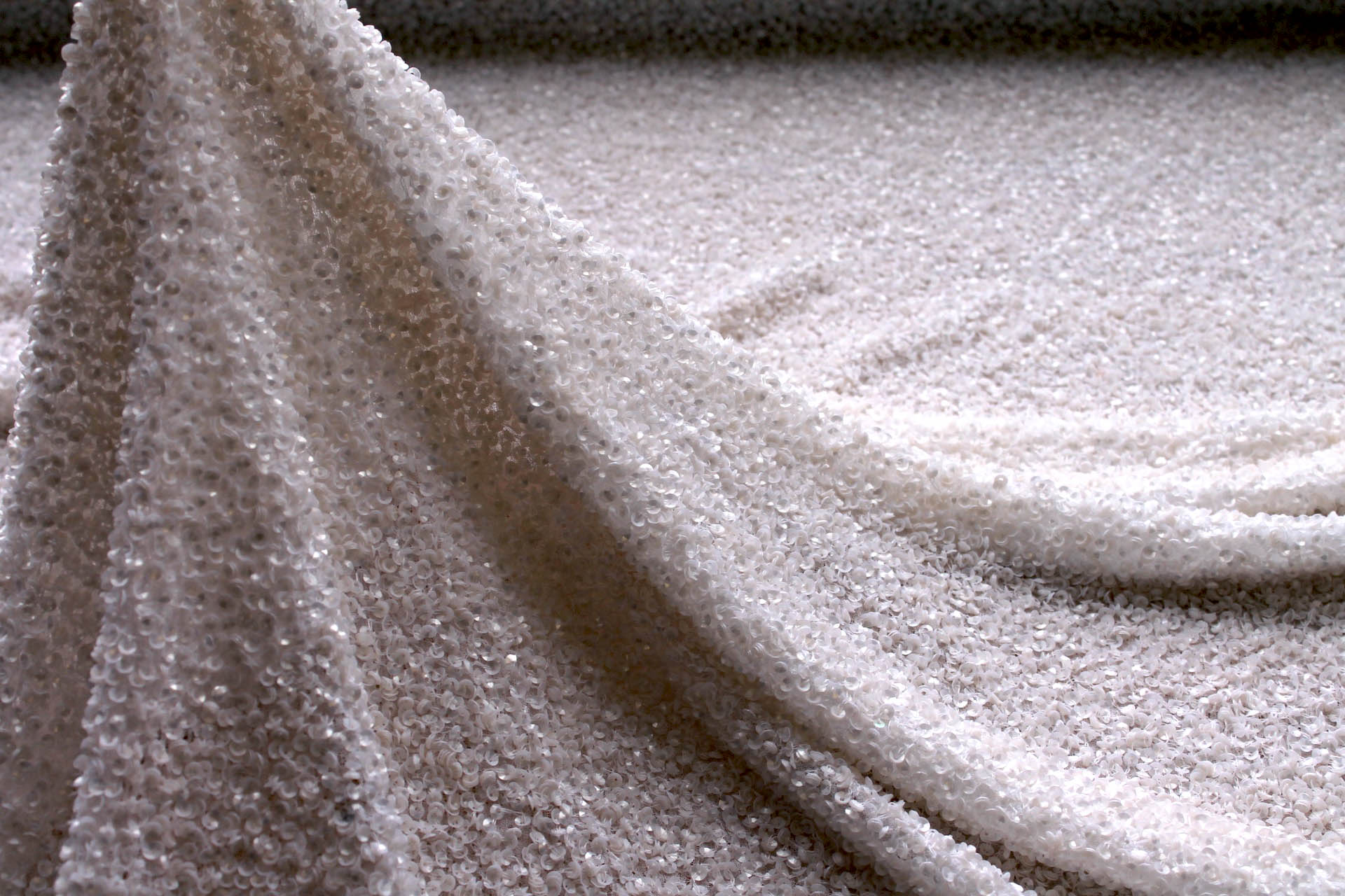 Sequin Encrusted Silk Chiffon - Ivory fabric, image 4 of 7