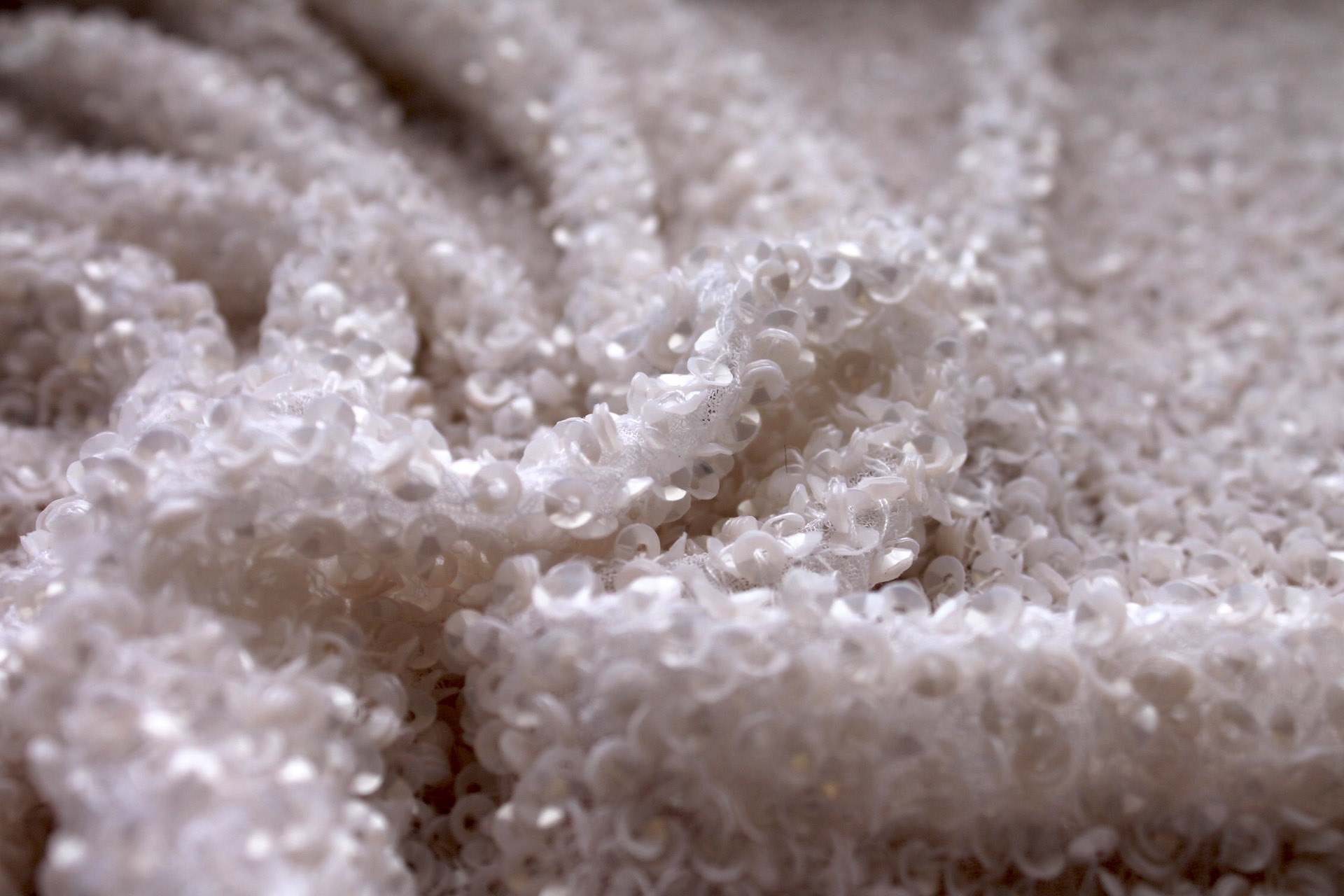 Sequin Encrusted Silk Chiffon - Ivory fabric, image 5 of 7