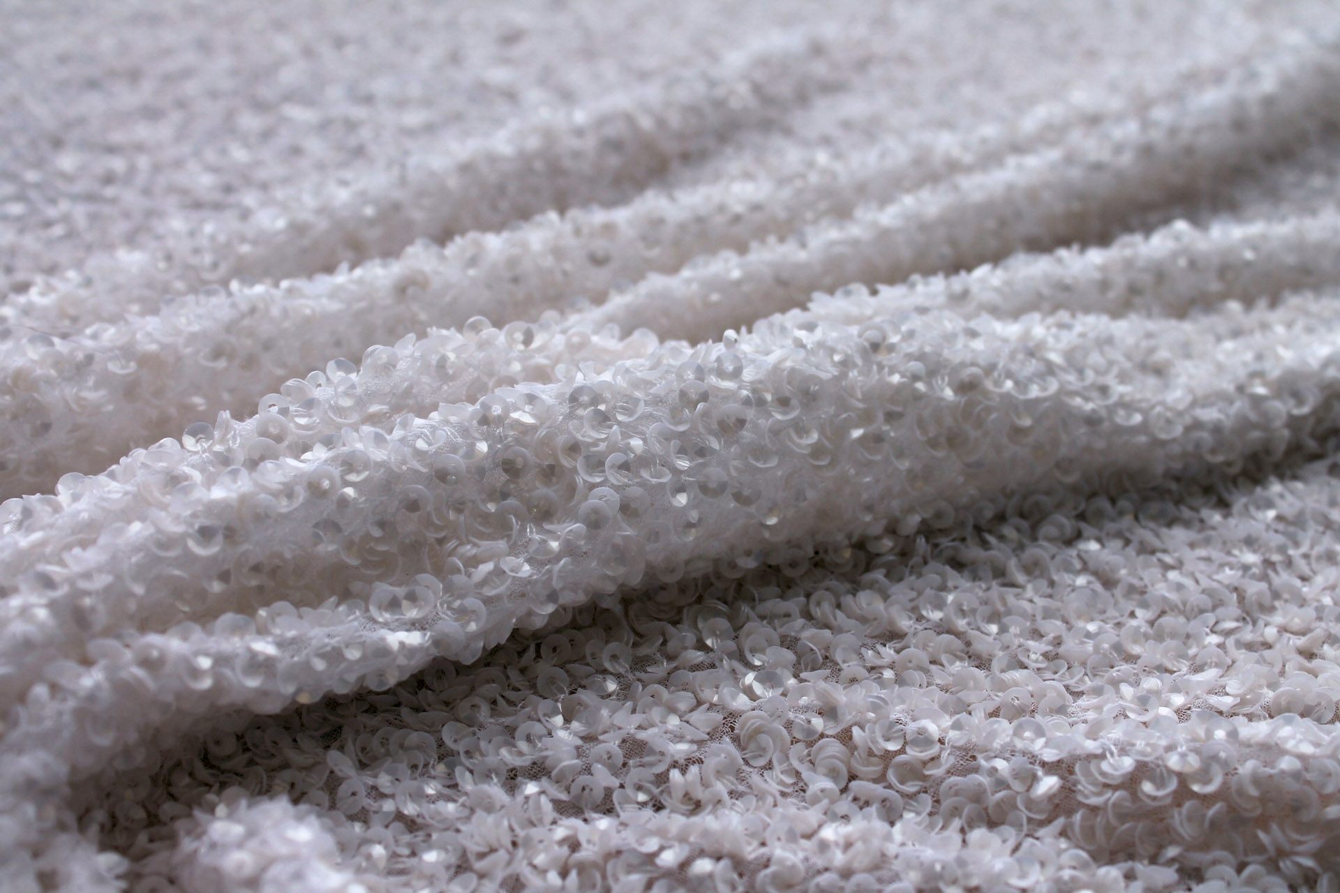 Sequin Encrusted Silk Chiffon - Ivory fabric, image 7 of 7