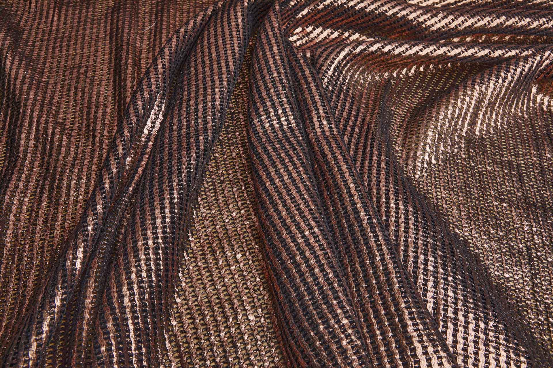 Bronze Foil Printed Black Cotton Mesh Weave fabric, image 7 of 7