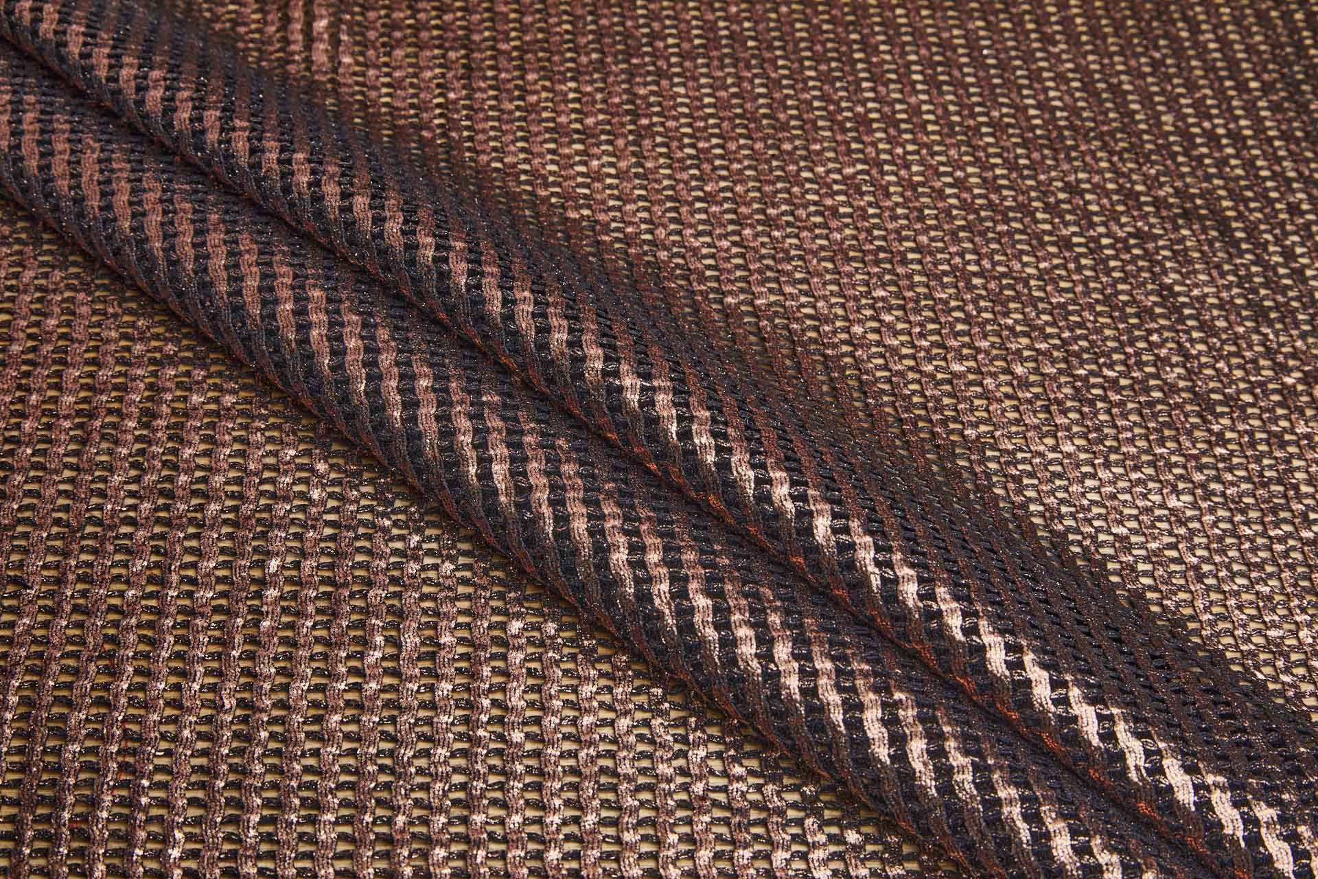 Bronze Foil Printed Black Cotton Mesh Weave fabric, image 2 of 7