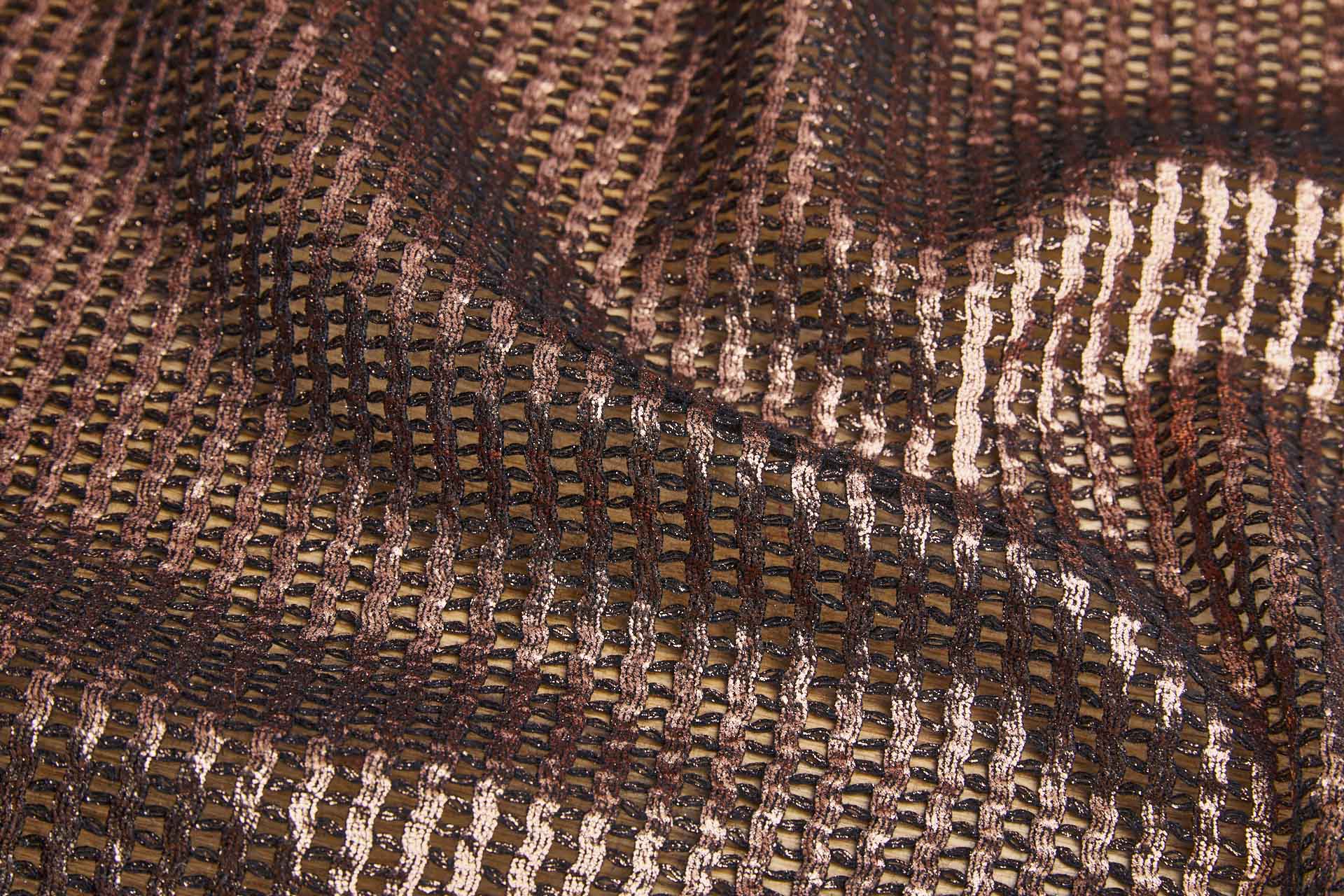 Bronze Foil Printed Black Cotton Mesh Weave fabric, image 4 of 7