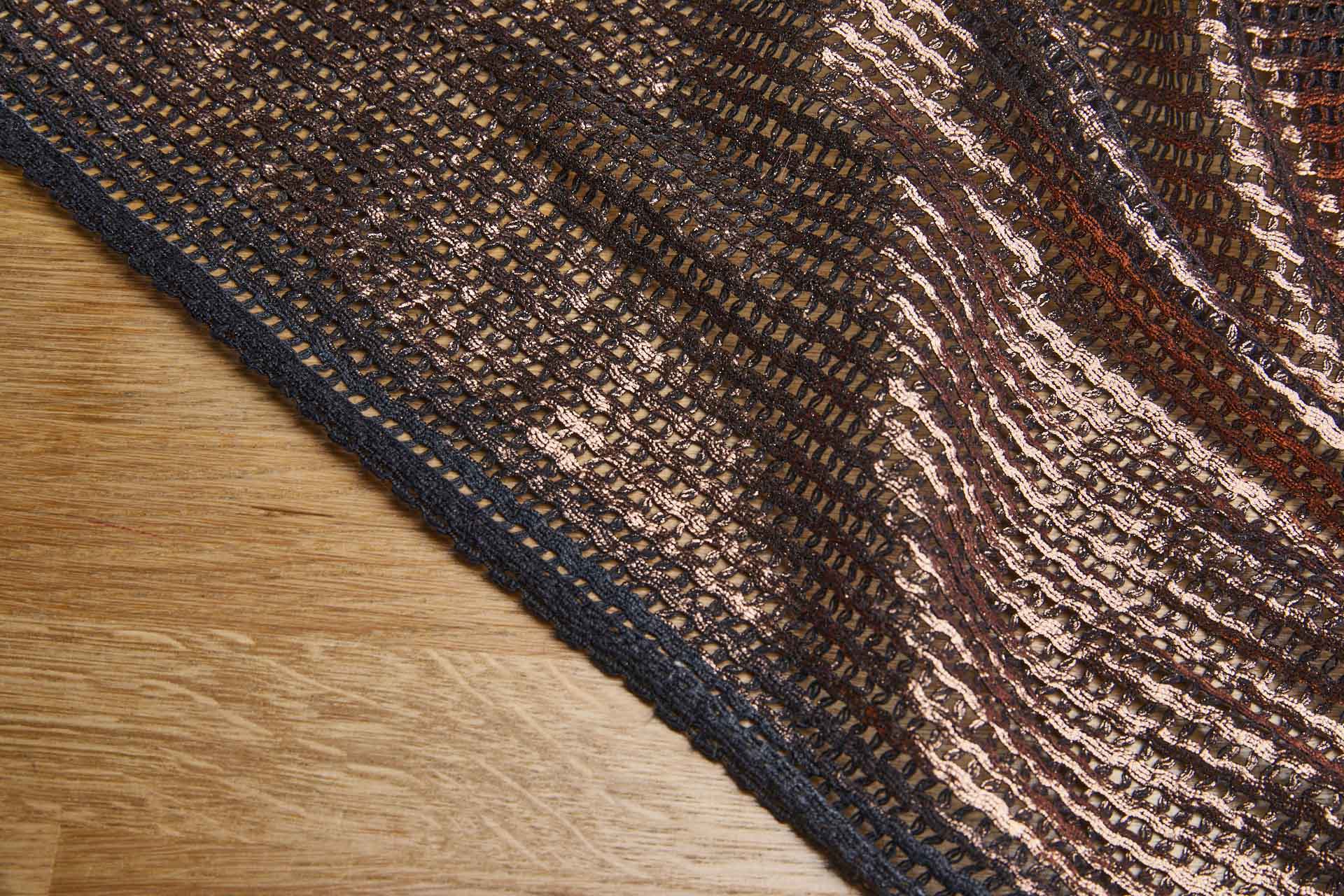 Bronze Foil Printed Black Cotton Mesh Weave fabric, image 5 of 7